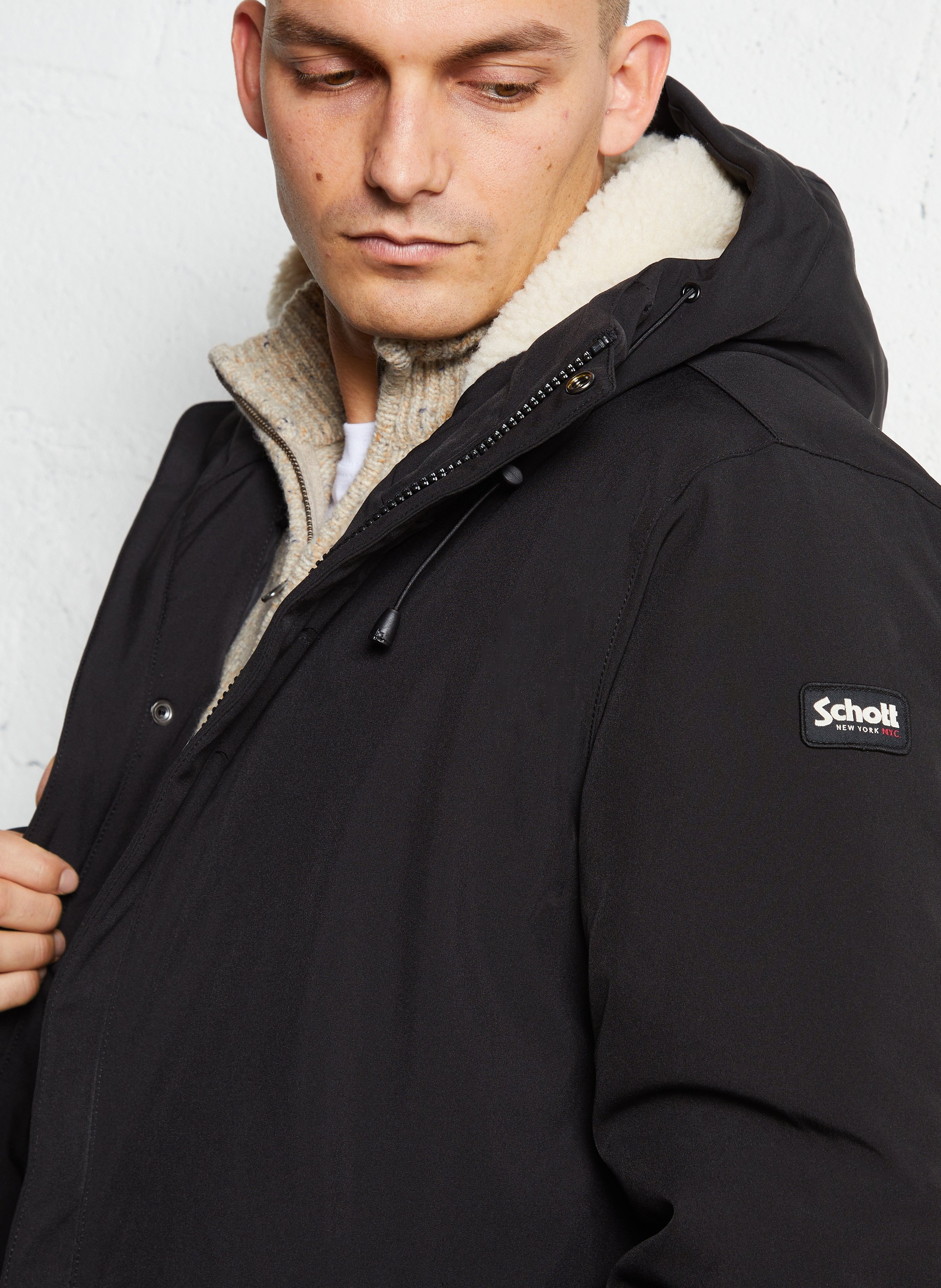 Manteau col montant SCHOTT Noir