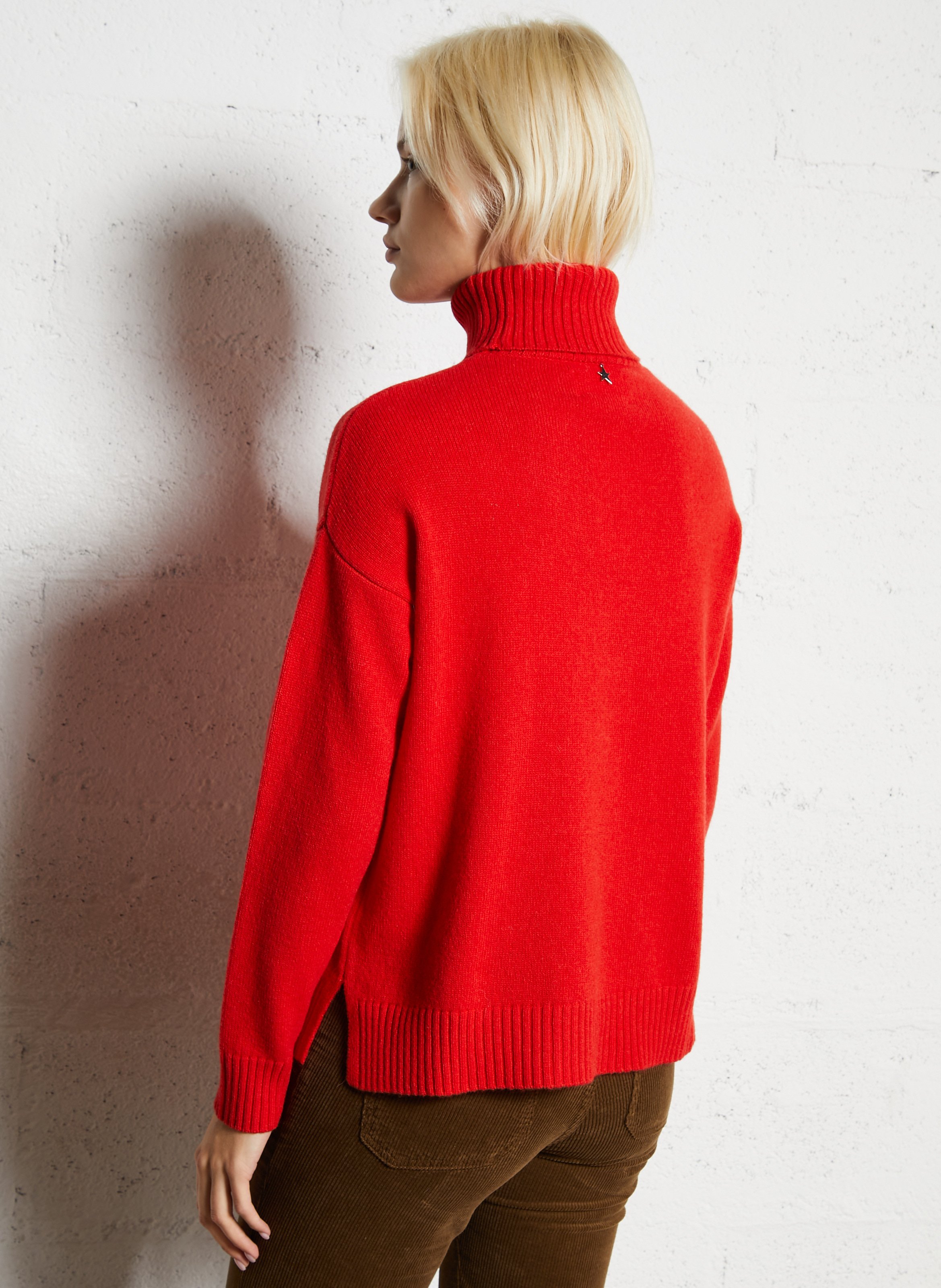 Pull col roulé en laine SUD EXPRESS Rouge