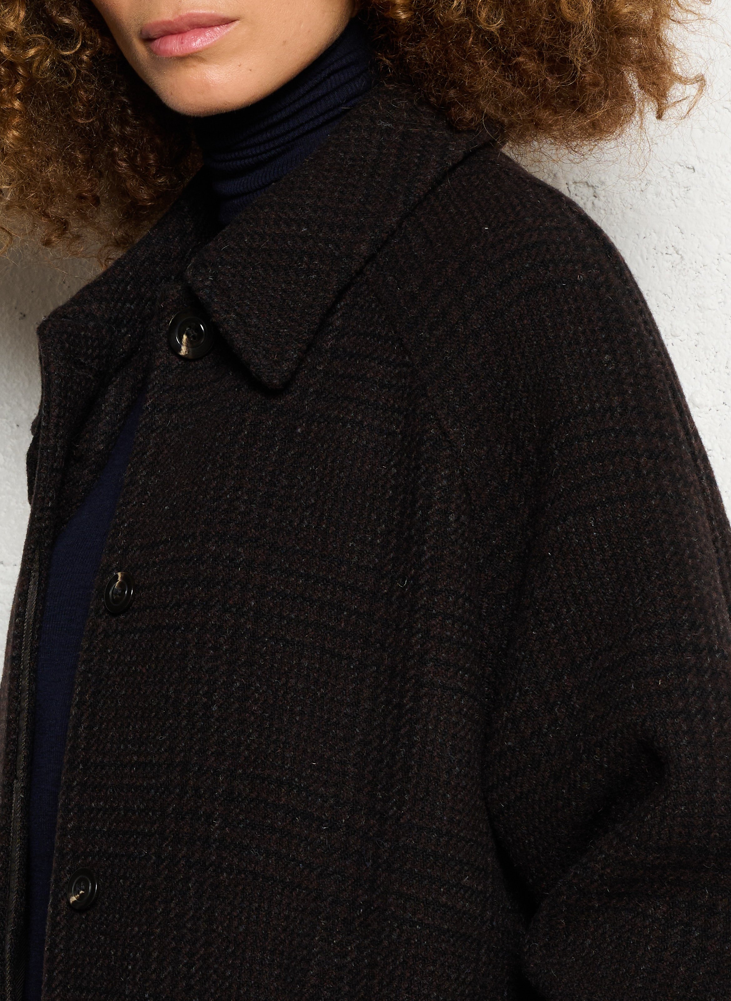 Manteau oversize en laine imprimé SOEUR Marron