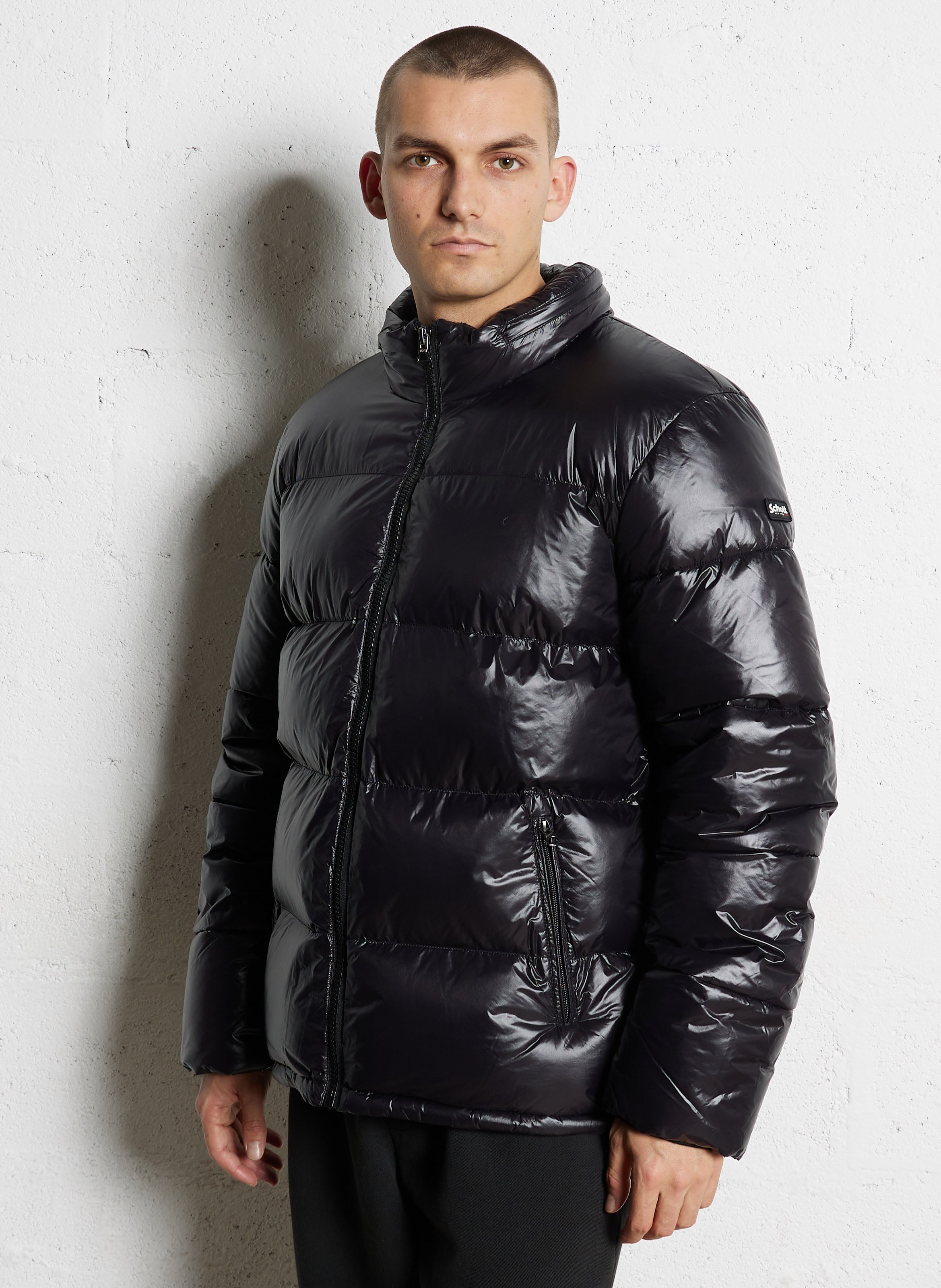 Doudoune droite matelassée brillante SCHOTT Noir