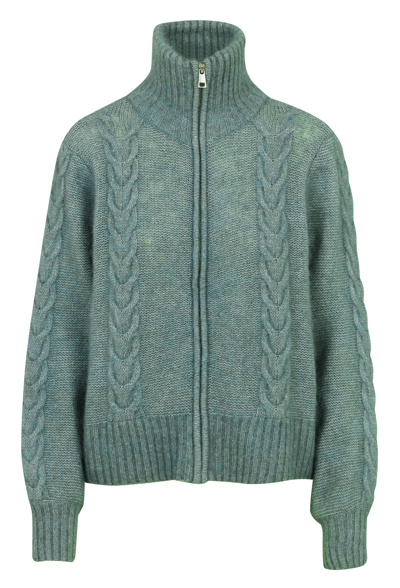 Rechte gebreide vest met rits OBJECT Grijs