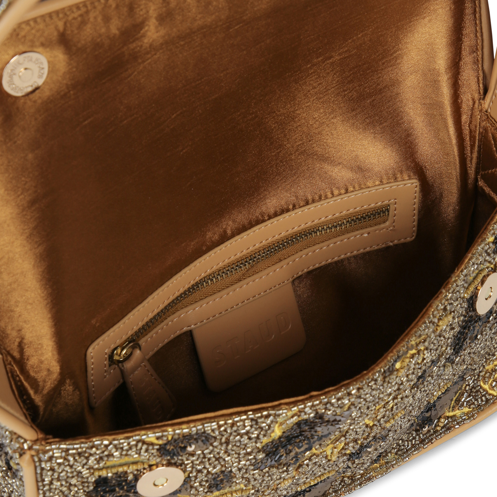 Sac épaule à perles motif floral  STAUD Doré