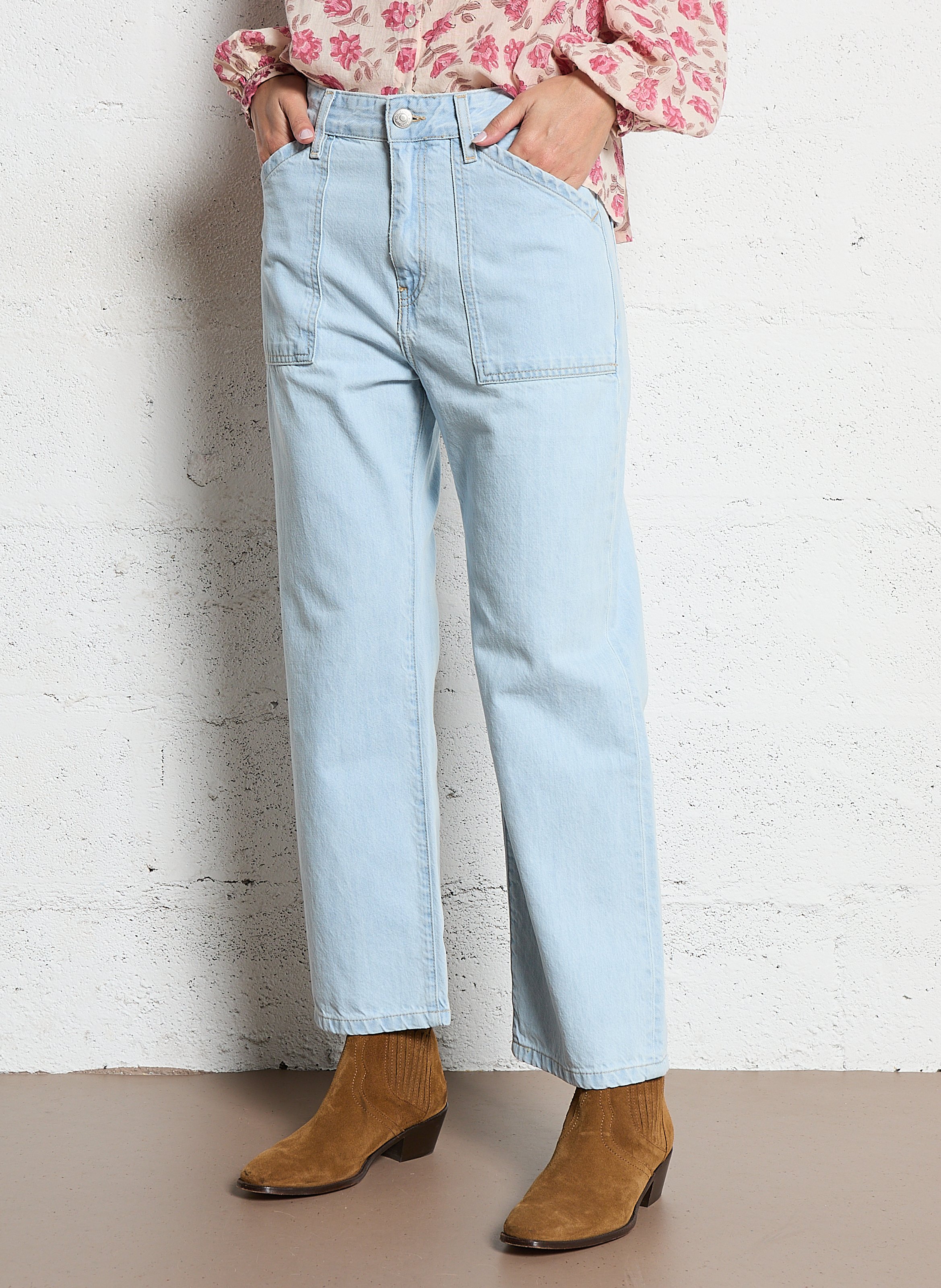 Katoenen jeans met rechte pijp ACQUAVERDE Blauw