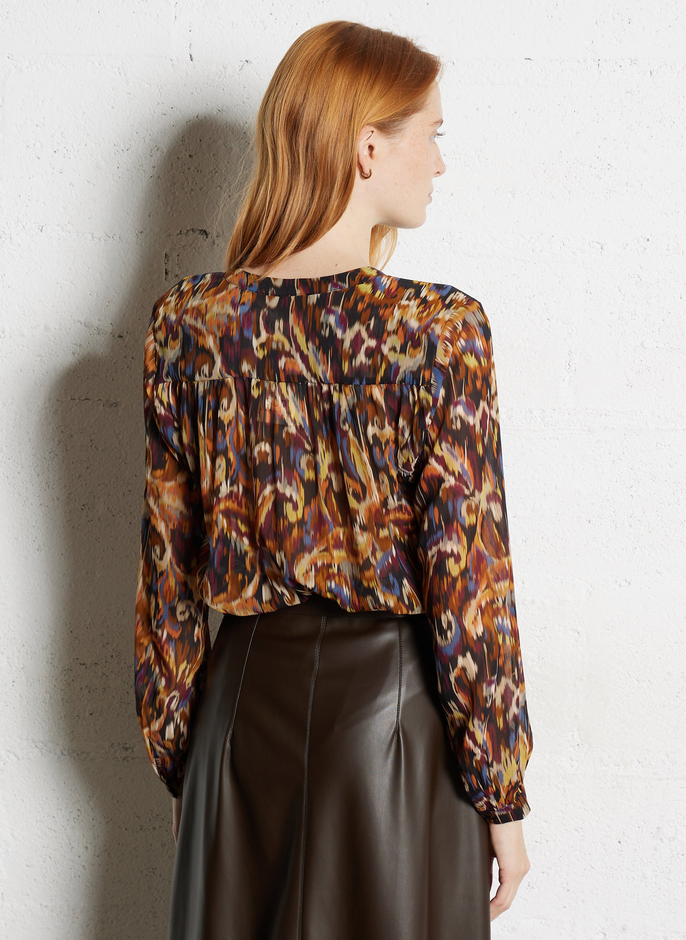 Top ample col V imprimé SUD EXPRESS Jaune