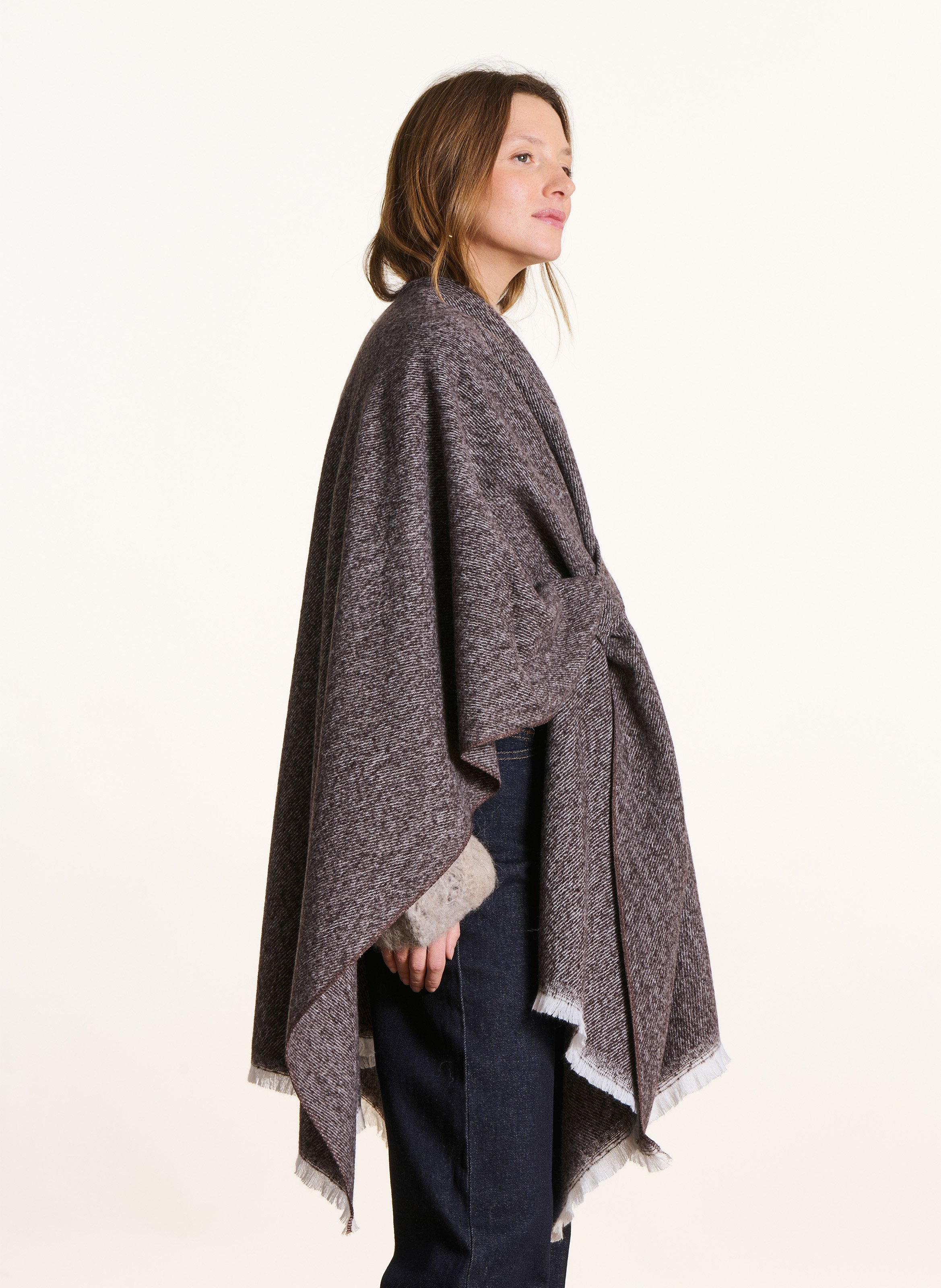 Oversized poncho LA FEE MARABOUTEE Brown