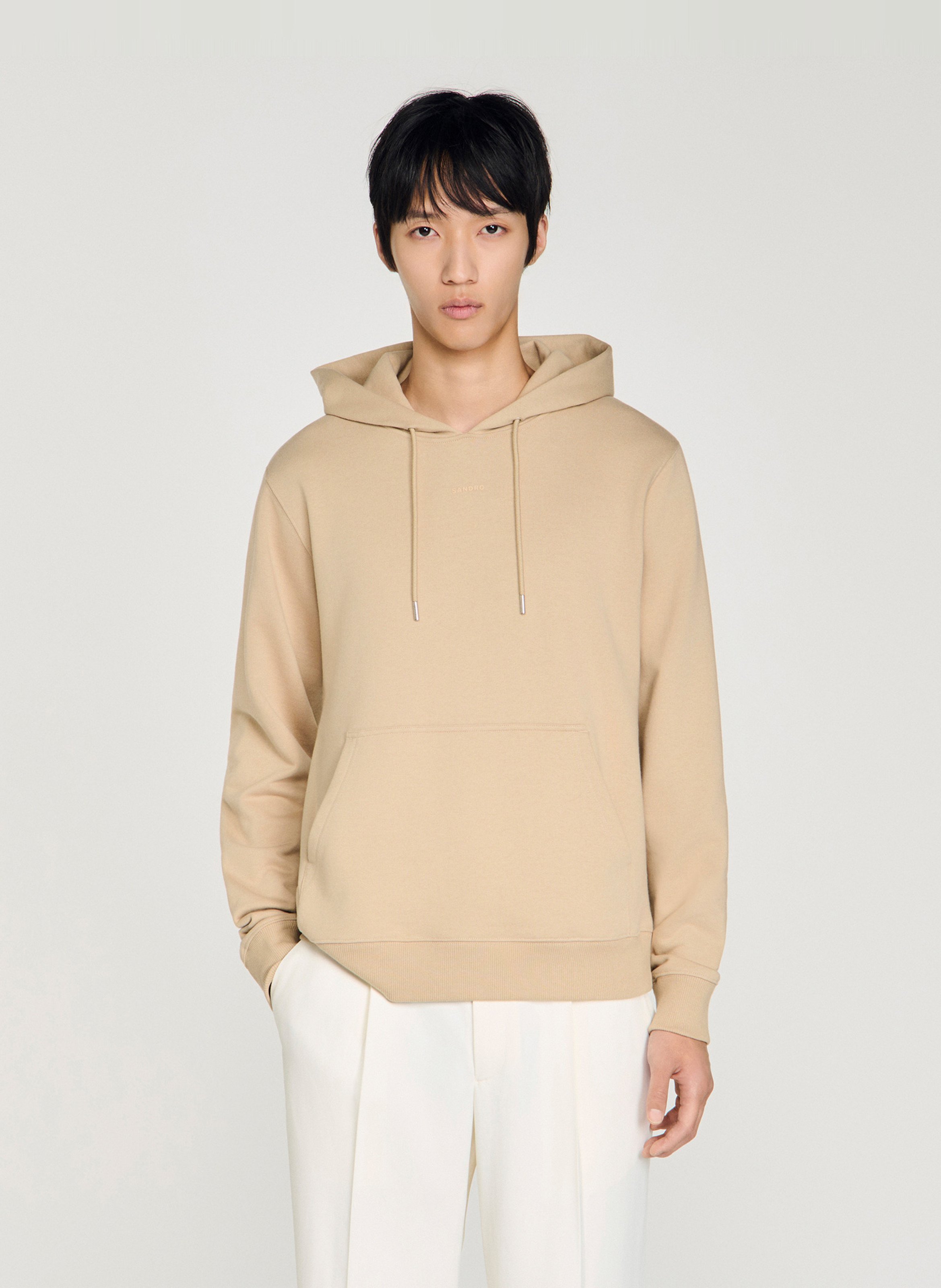 Sweat à capuche en coton SANDRO Beige