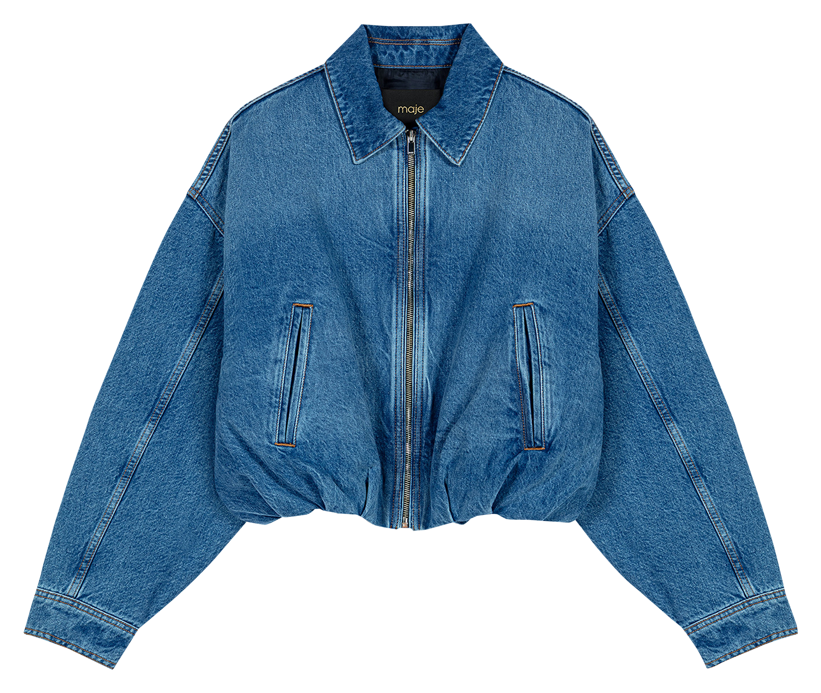 Oversized classic collar cotton jacket MAJE Blue