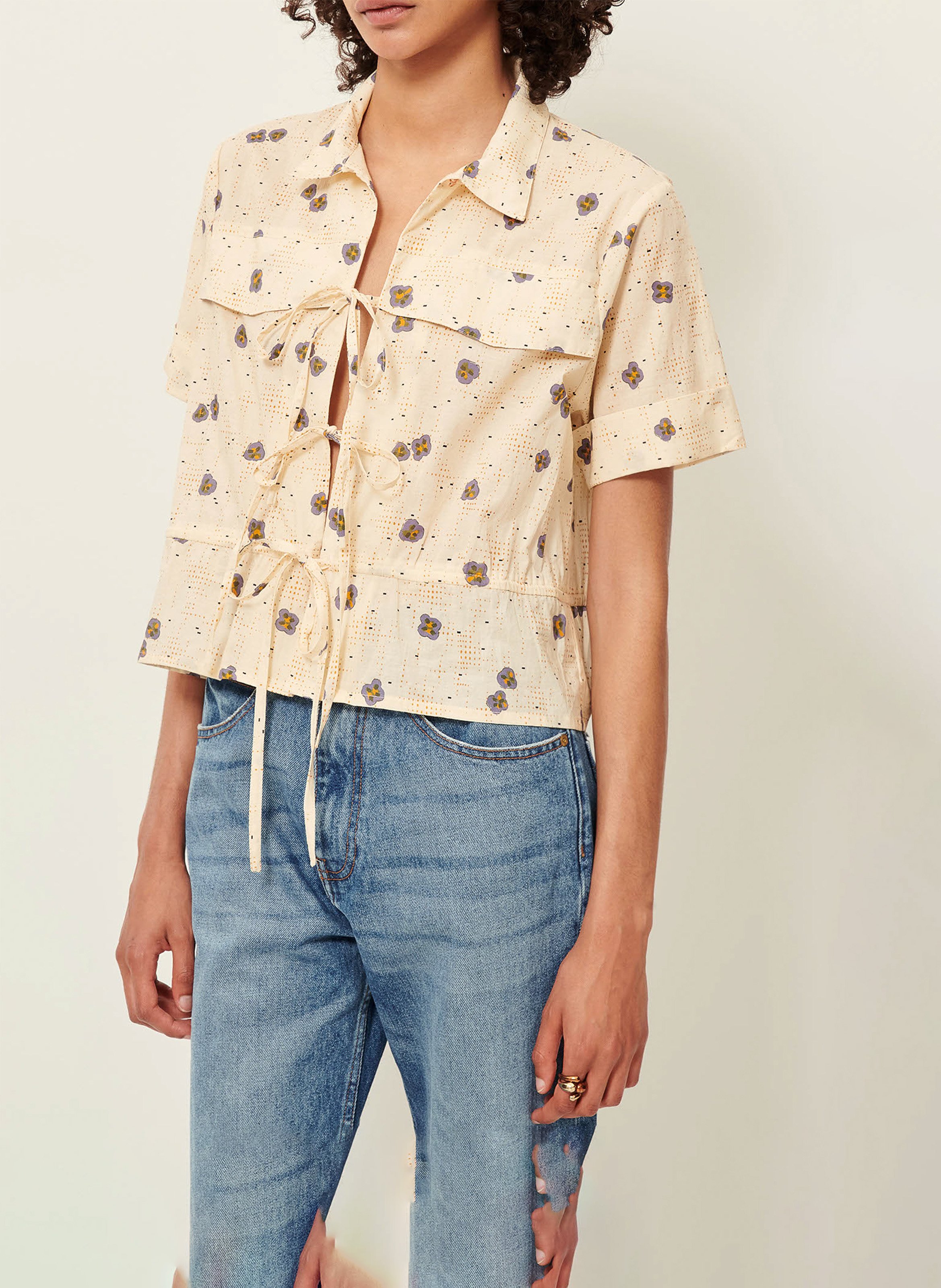 Chemise droite col classique en coton imprimé SESSUN Multicolore