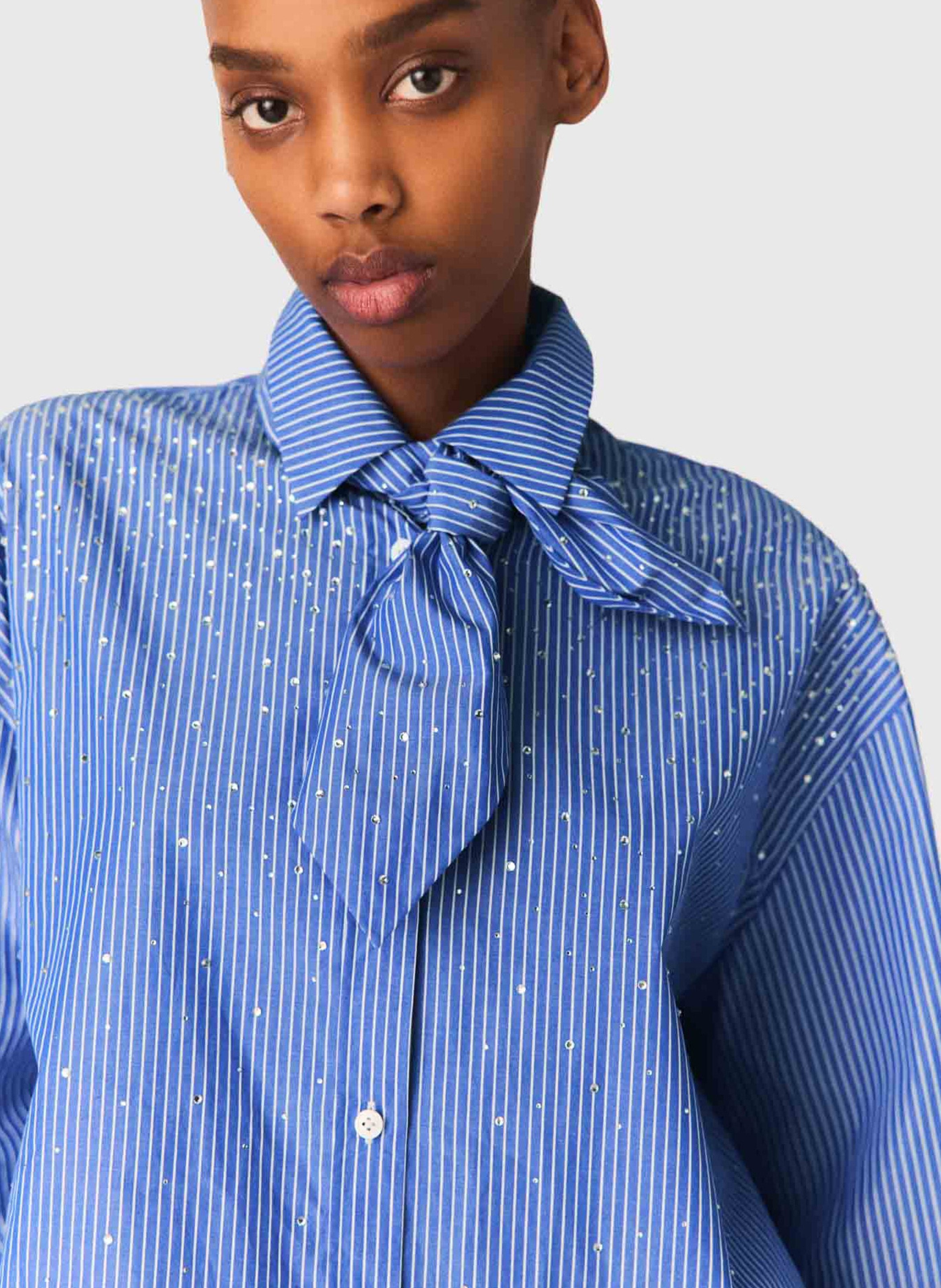 Oversized, katoenen blouse met klassieke kraag MAJE Blauw