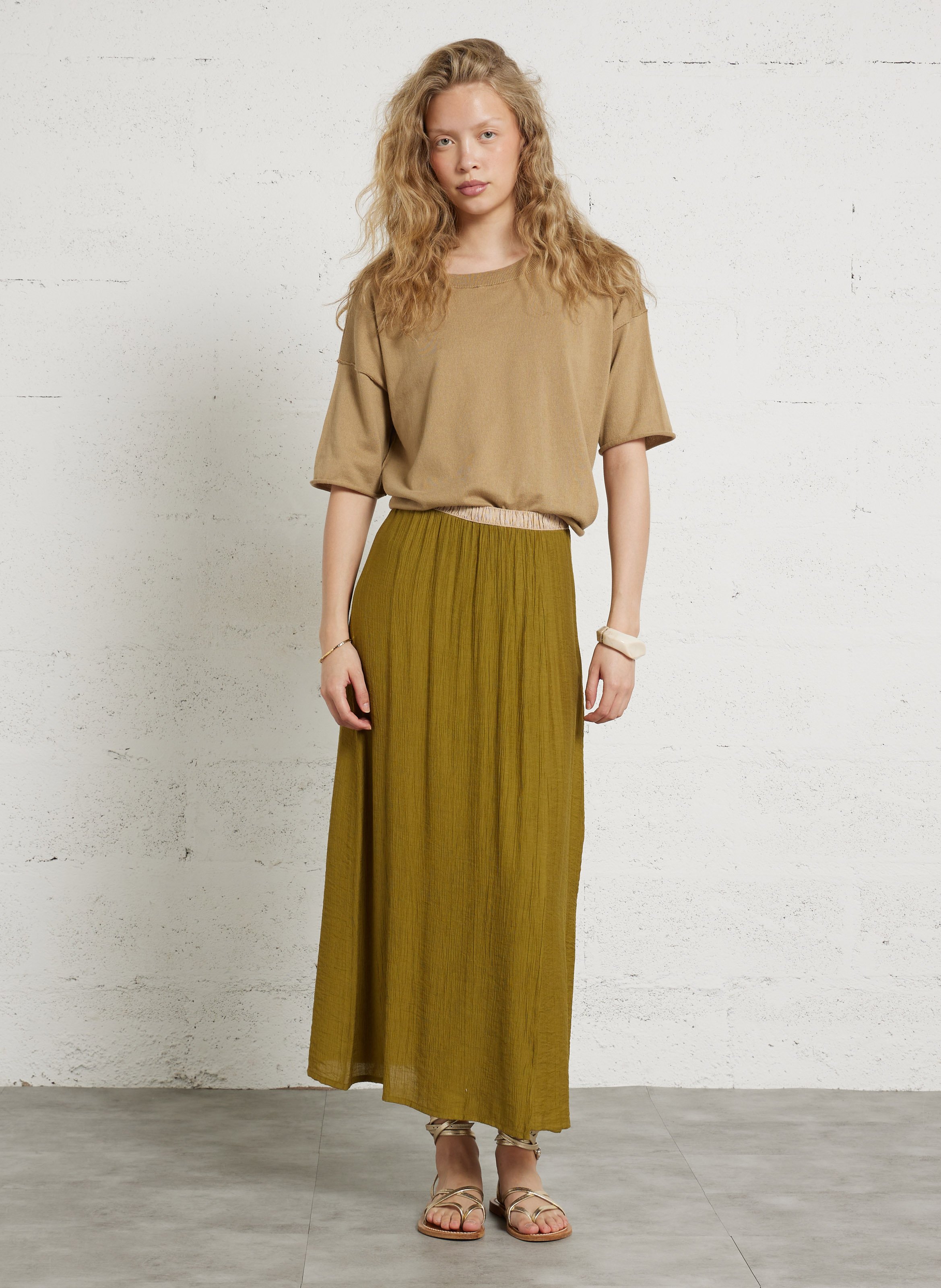 Langer plissierter Hochbundrock HARTFORD Grun