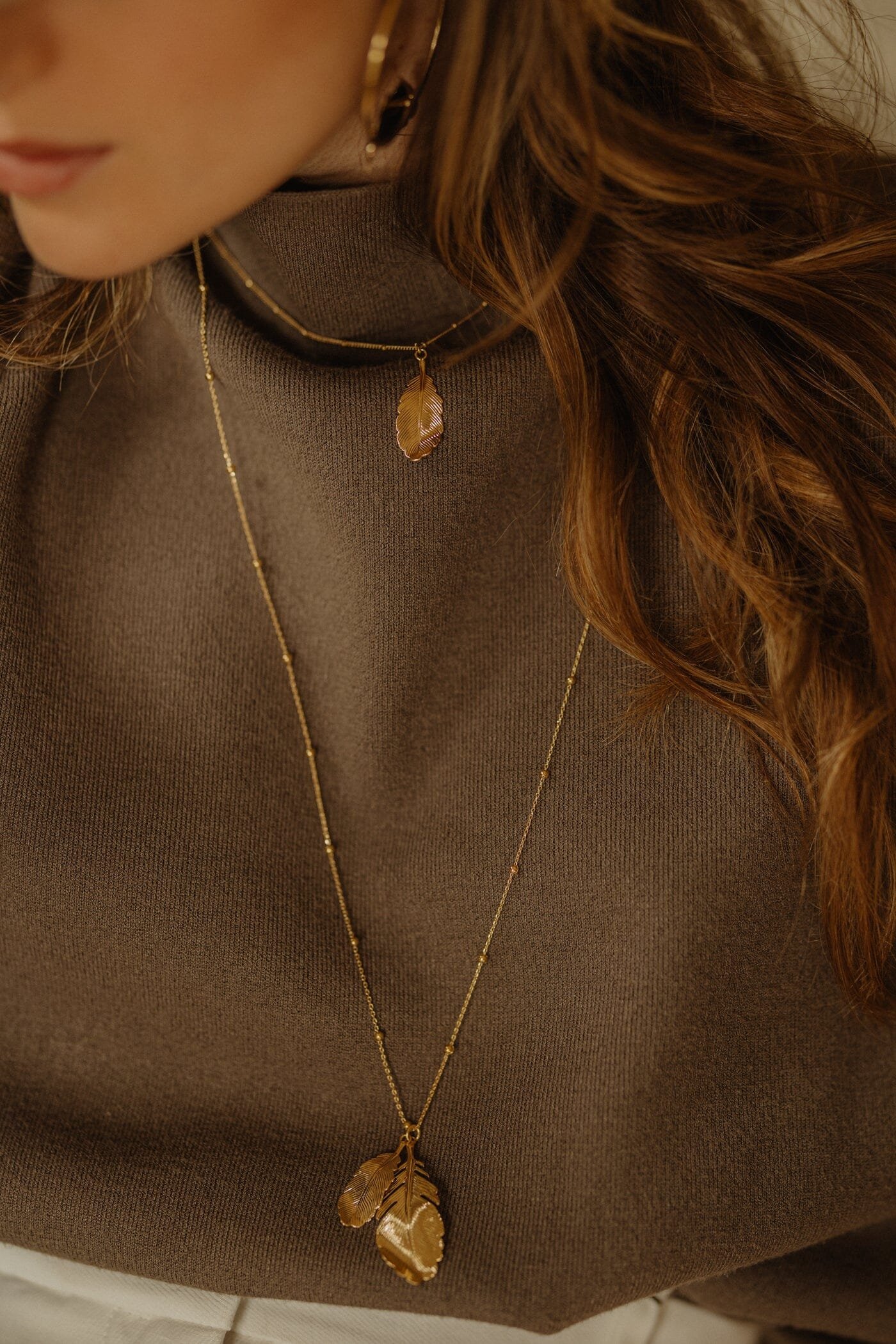 Silver plated leaf necklace MONSIEUR SIMONE Silver