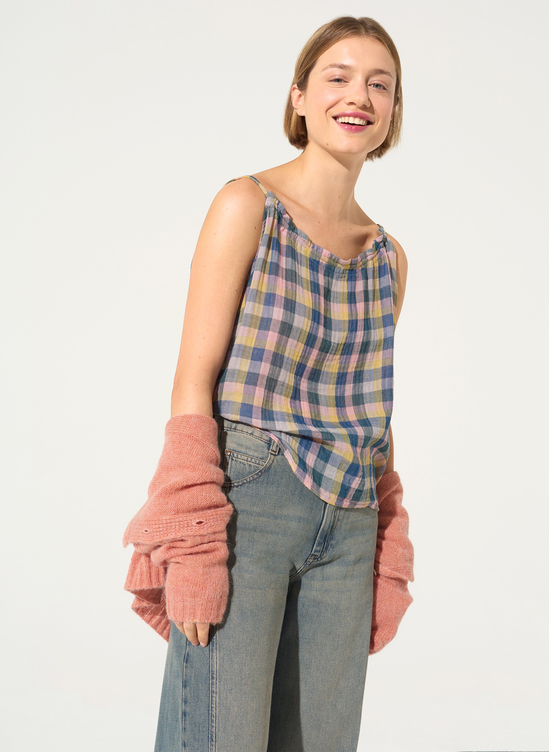 Top droit en coton imprimé COTELAC ACOTE Bleu