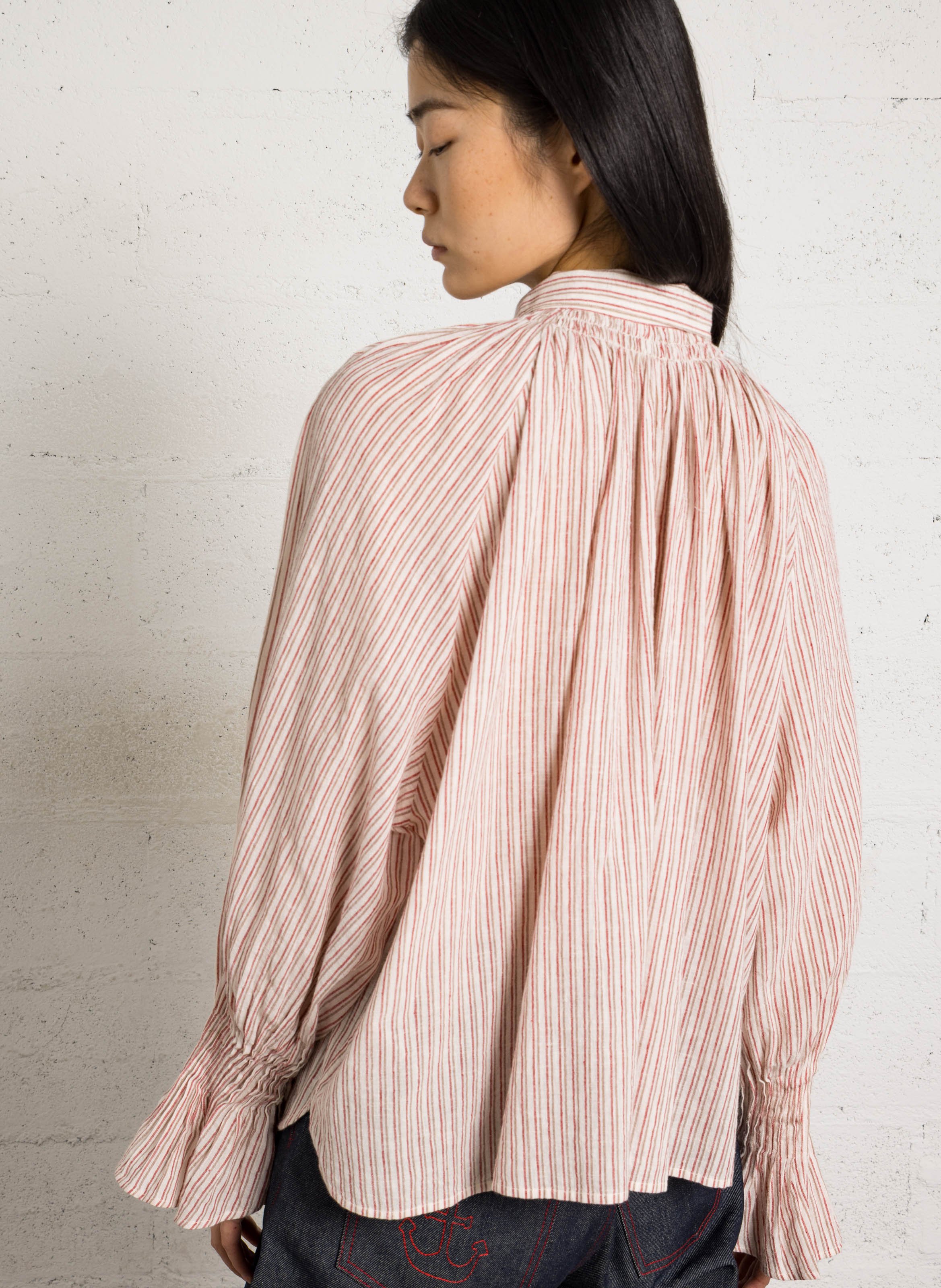 Blouse col tunisien en coton mélangé LAURENCE BRAS Beige