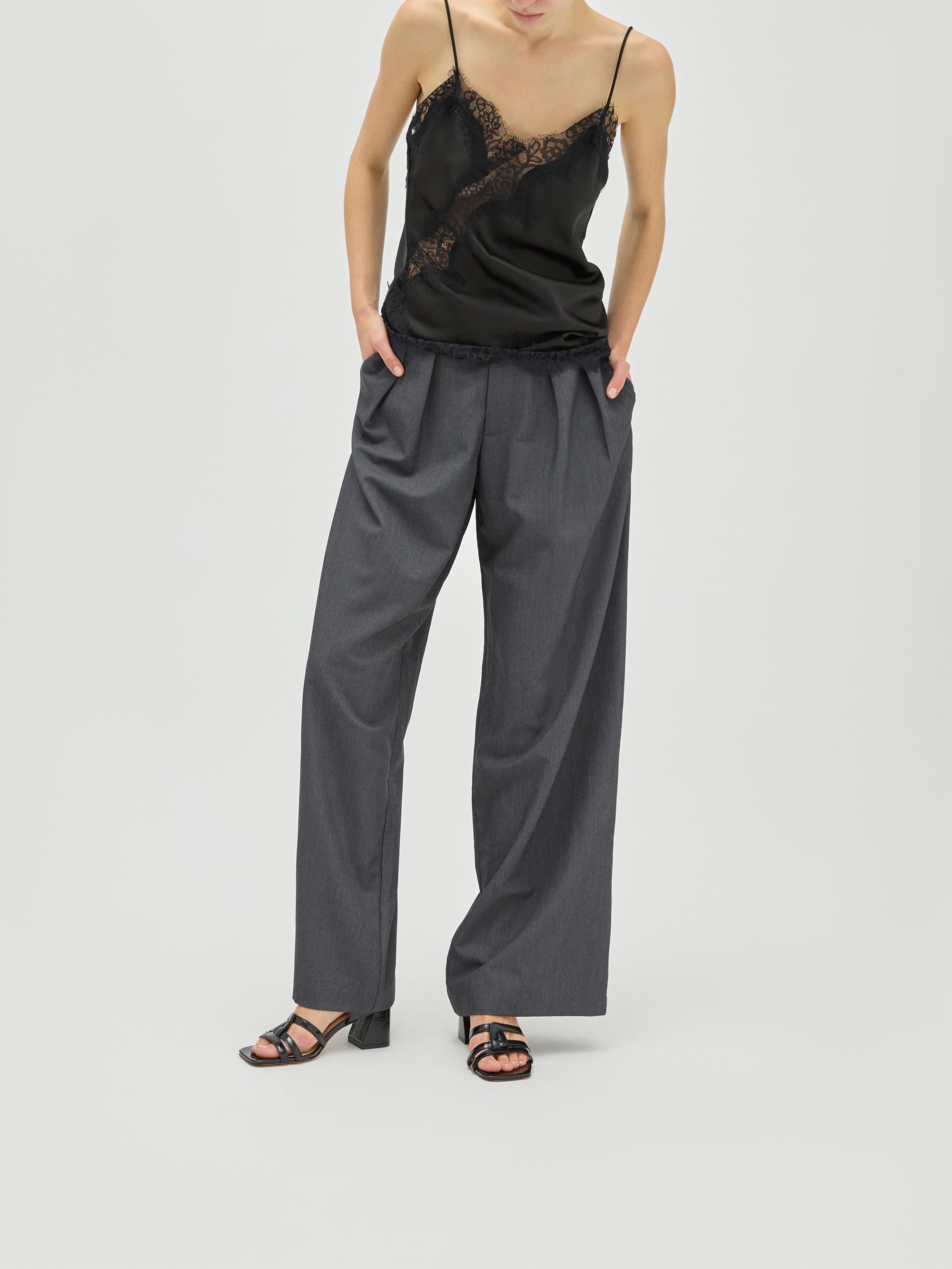 Multi-strap sandals in distressed patent leather with heel VANESSA WU Black