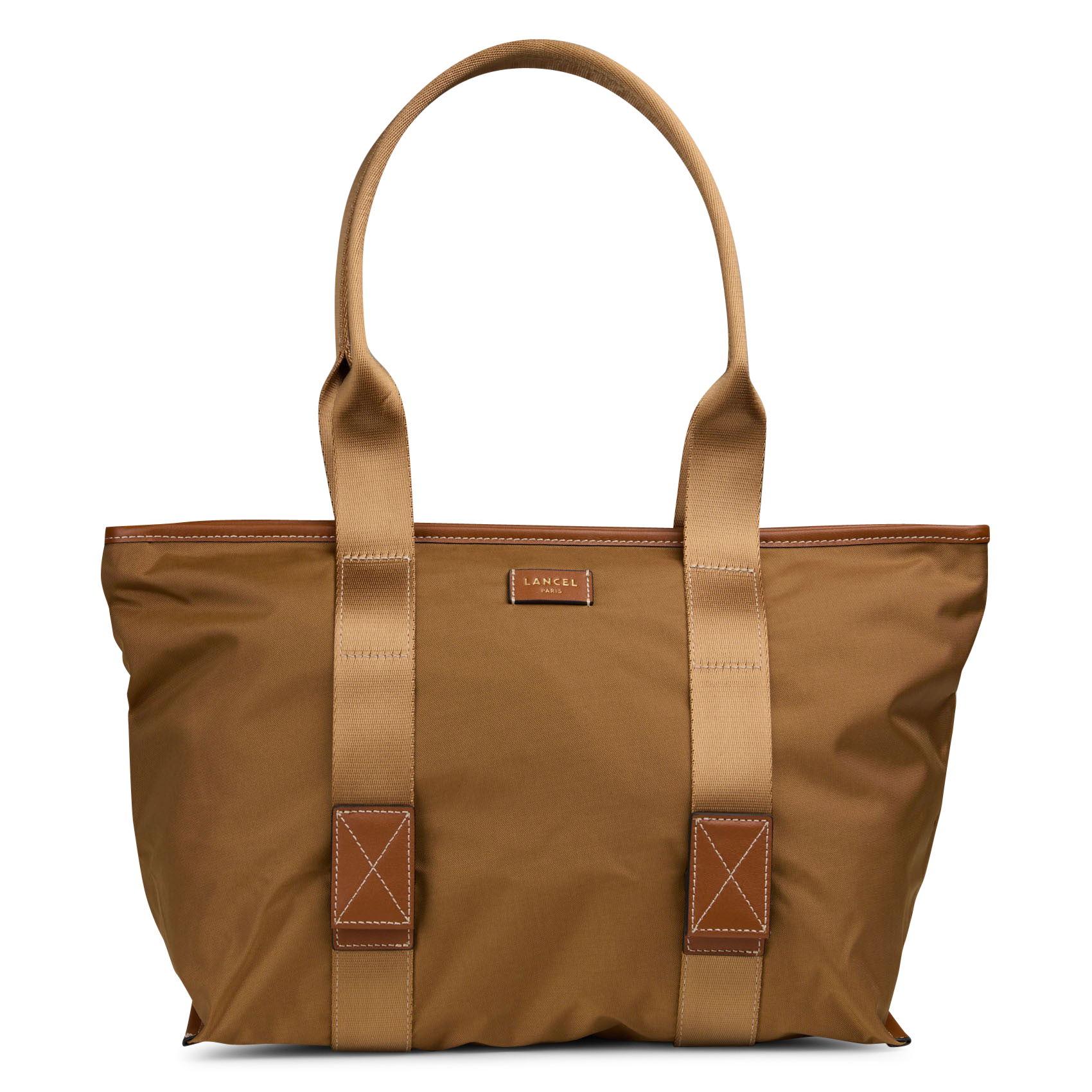 Sac zippé porté épaule uni LANCEL Beige