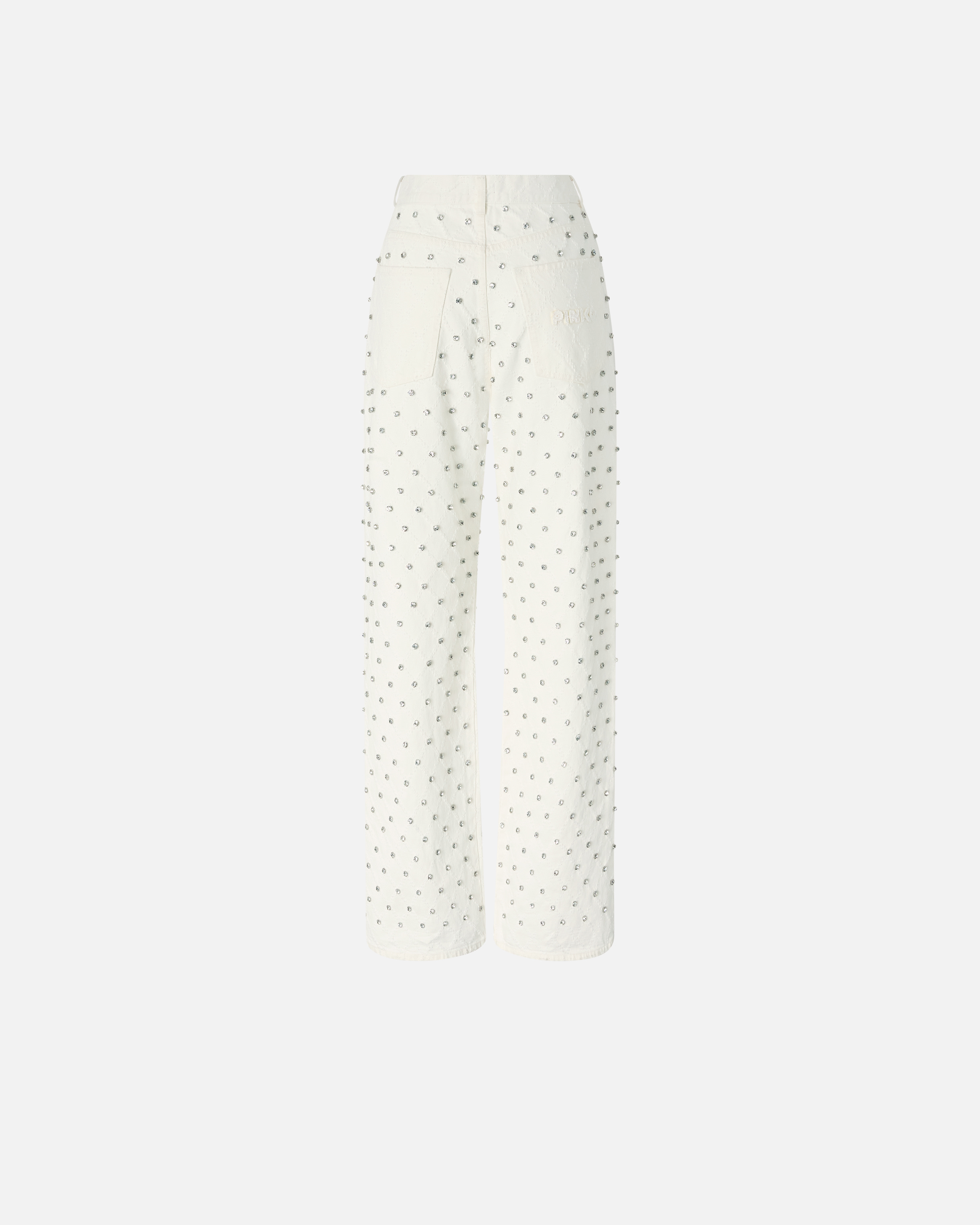 Jean wide leg à motif losanges et strass PINKO Blanc