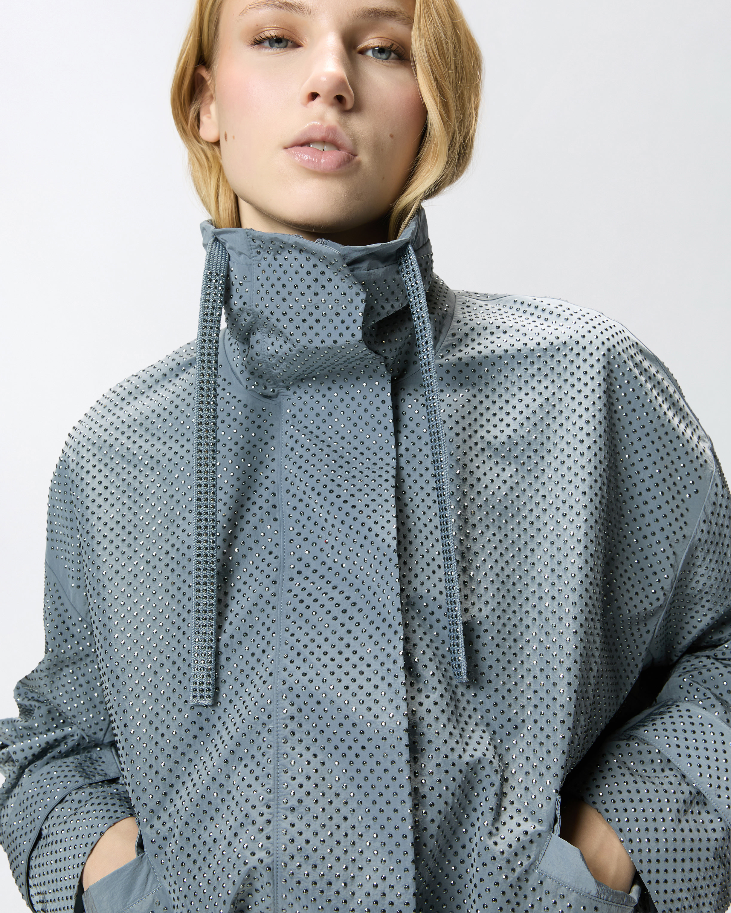 Blouson à micro clous all-over PINKO Gris