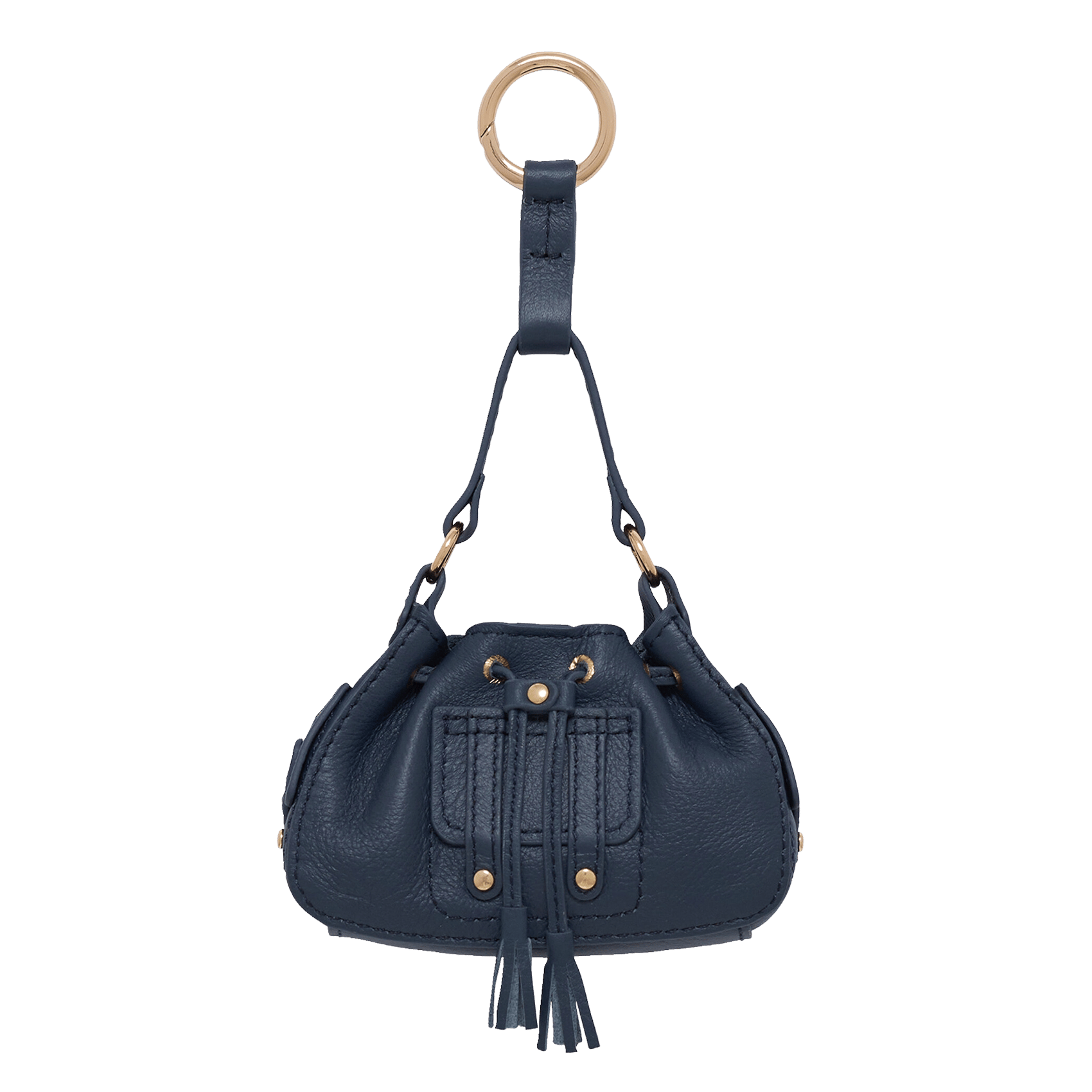 Mini leather bag keychain CAROLL Blue