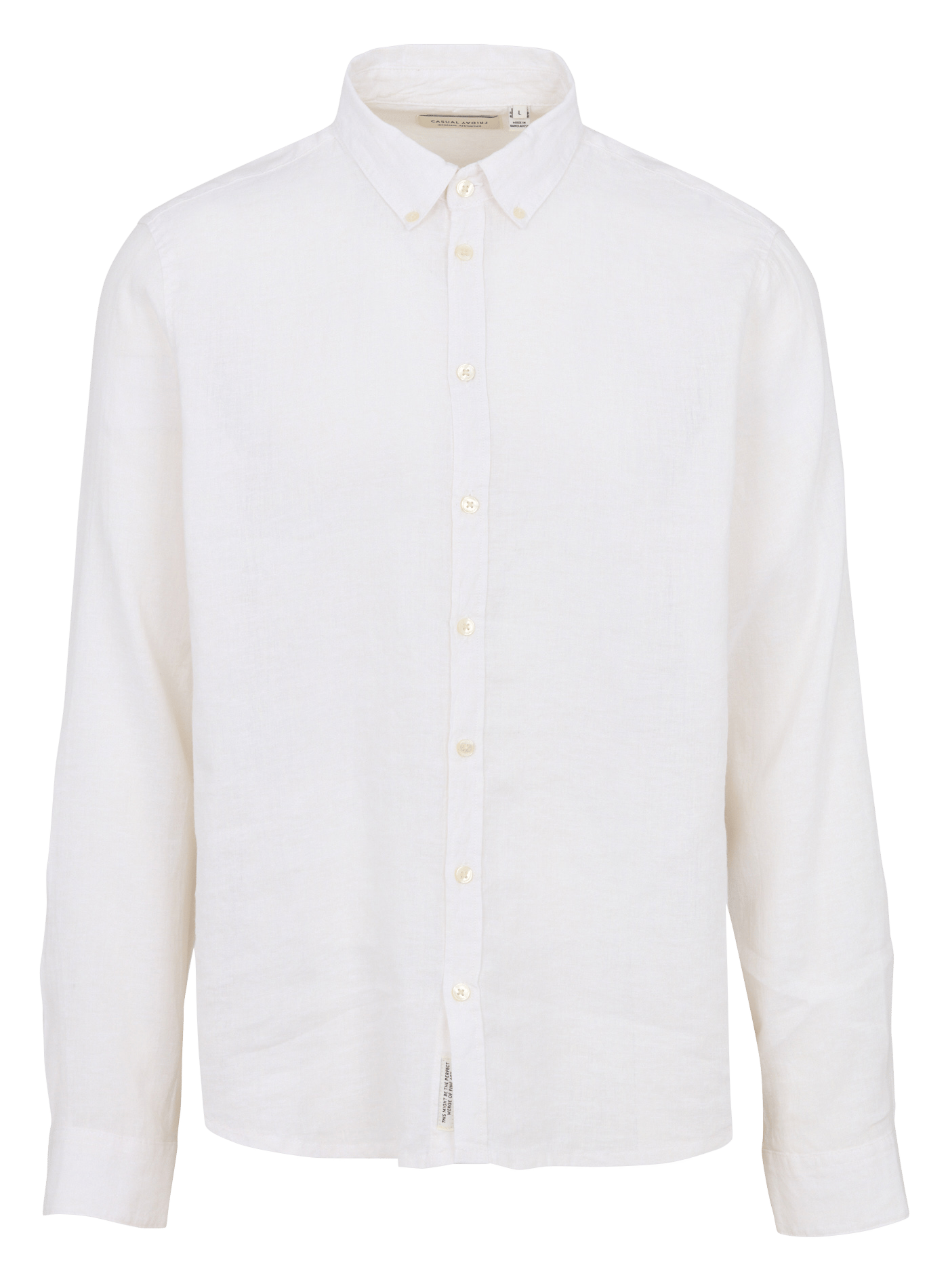 Linen-blend shirt with classic collar CASUAL FRIDAY White