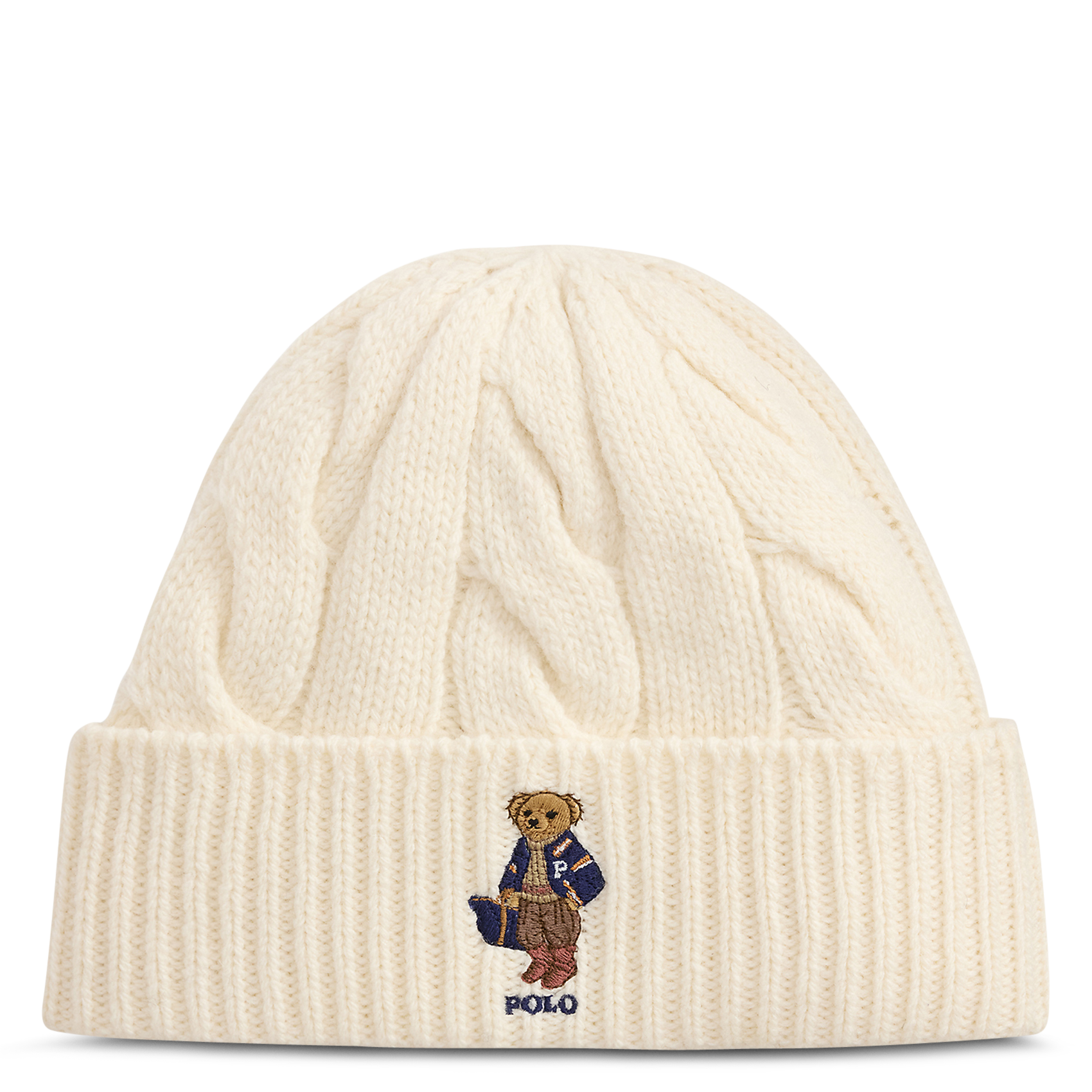 Bonnet brodé en laine torsadée POLO RALPH LAUREN Beige
