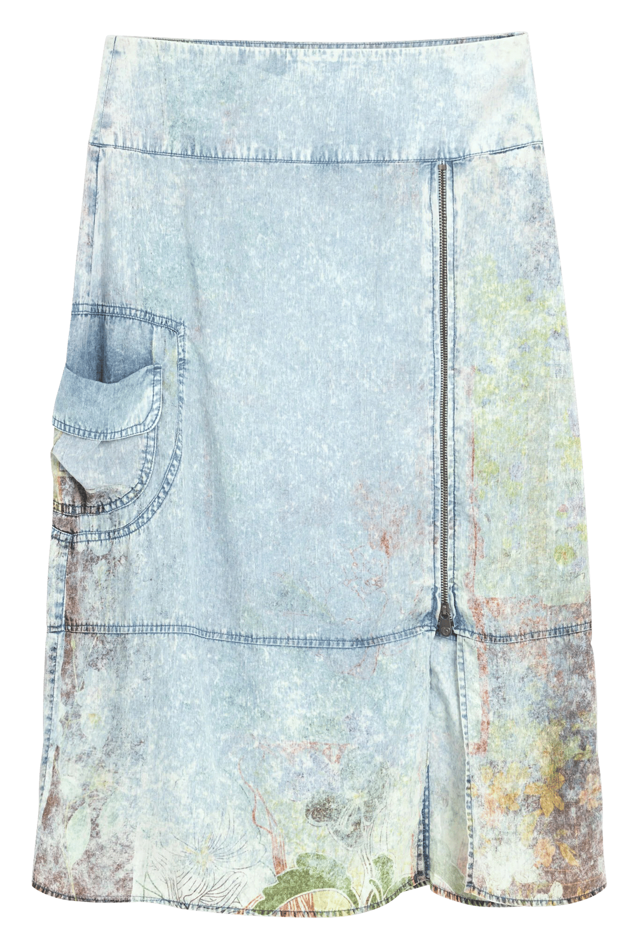 Jupe midi en denim DESIGUAL Bleu