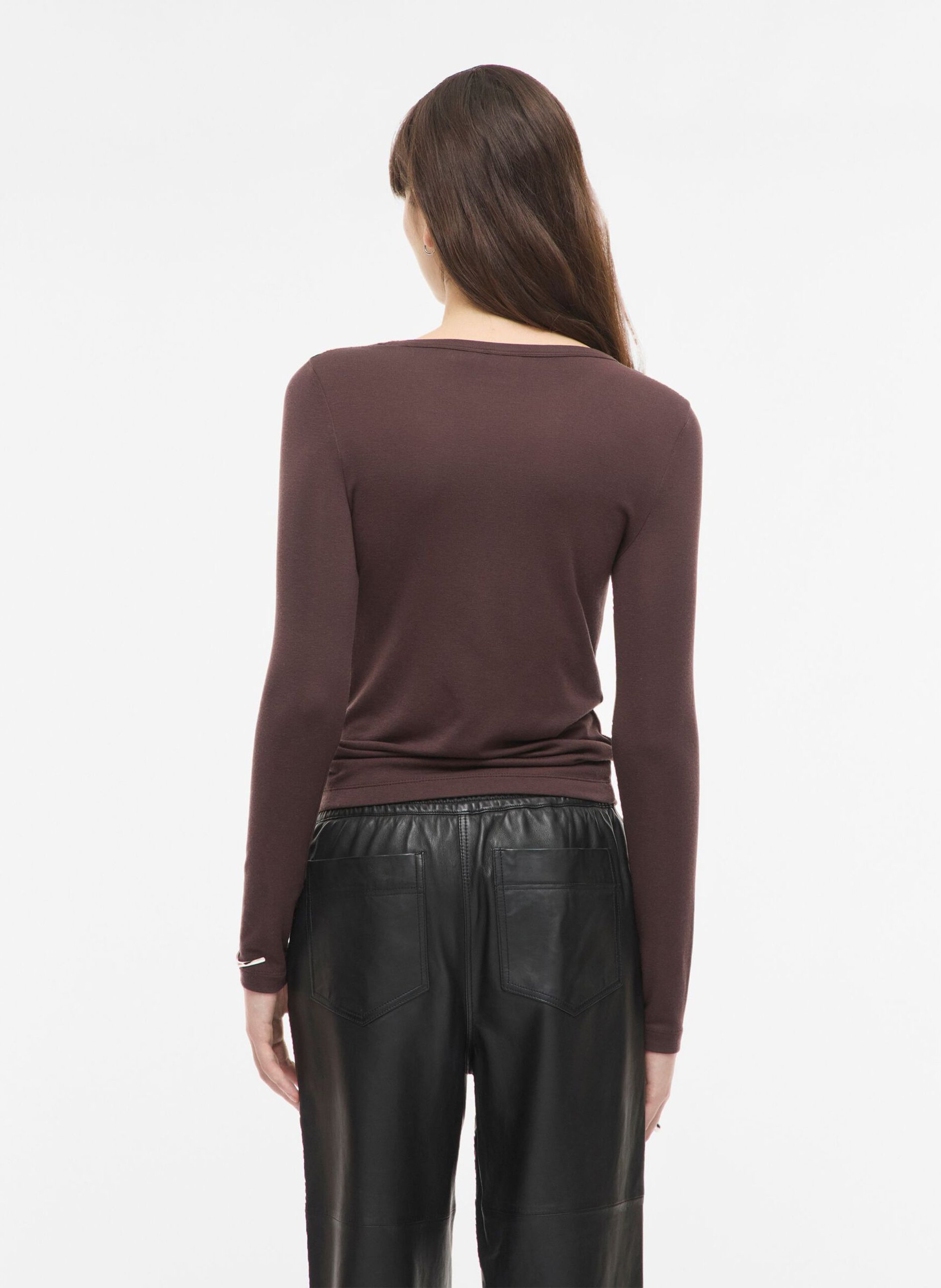 Fitted round neck t-shirt ROUGE EDIT Brown