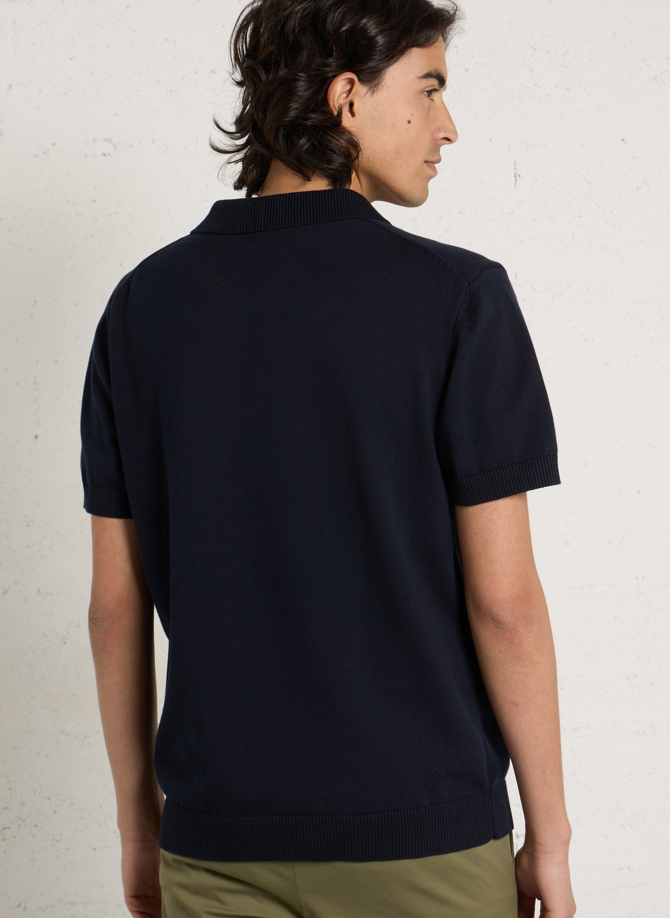 Polo droit en coton | Bleu AU PRINTEMPS PARIS Homme