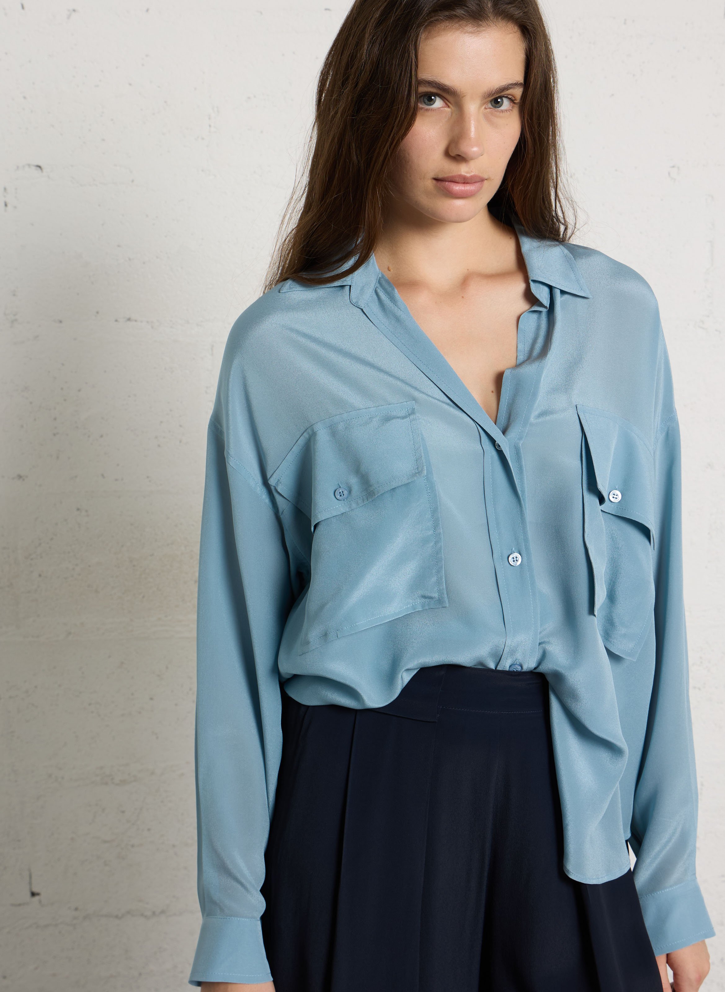 Loose-fit silk shirt MOMONI Blue