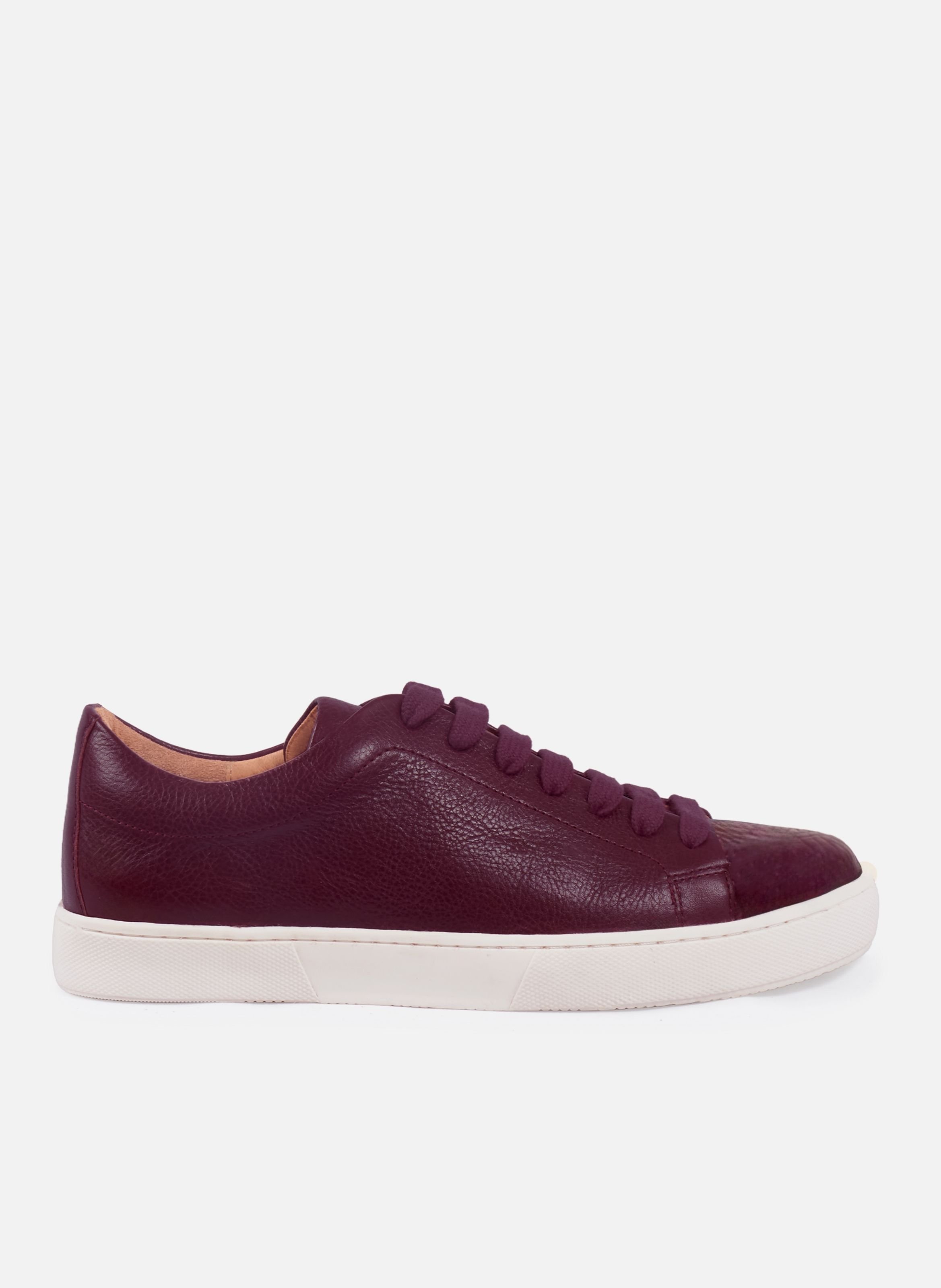 Laced grained leather sneakers JULES & JENN Red