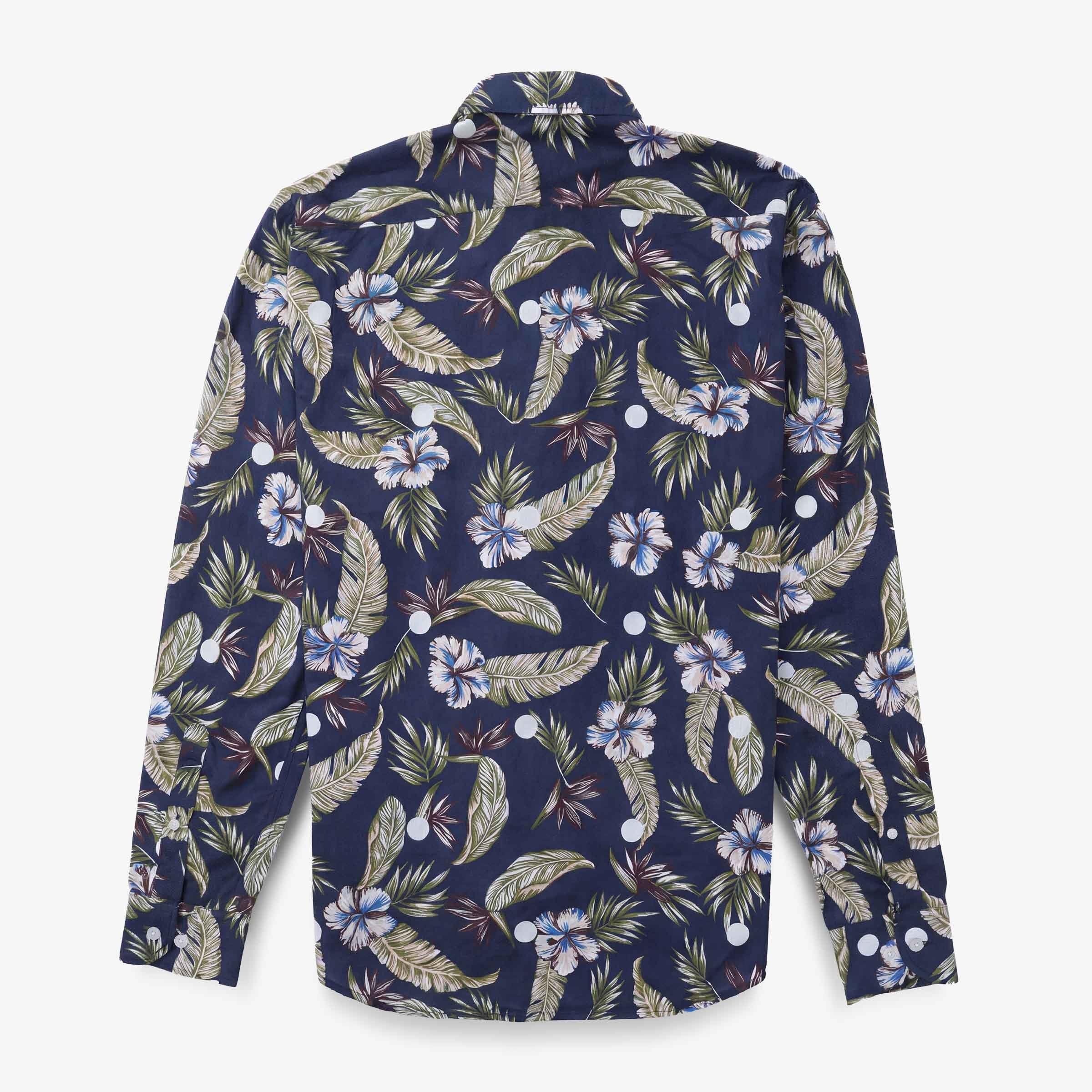 Chemise manches longues brodée en coton SERGE BLANCO Bleu