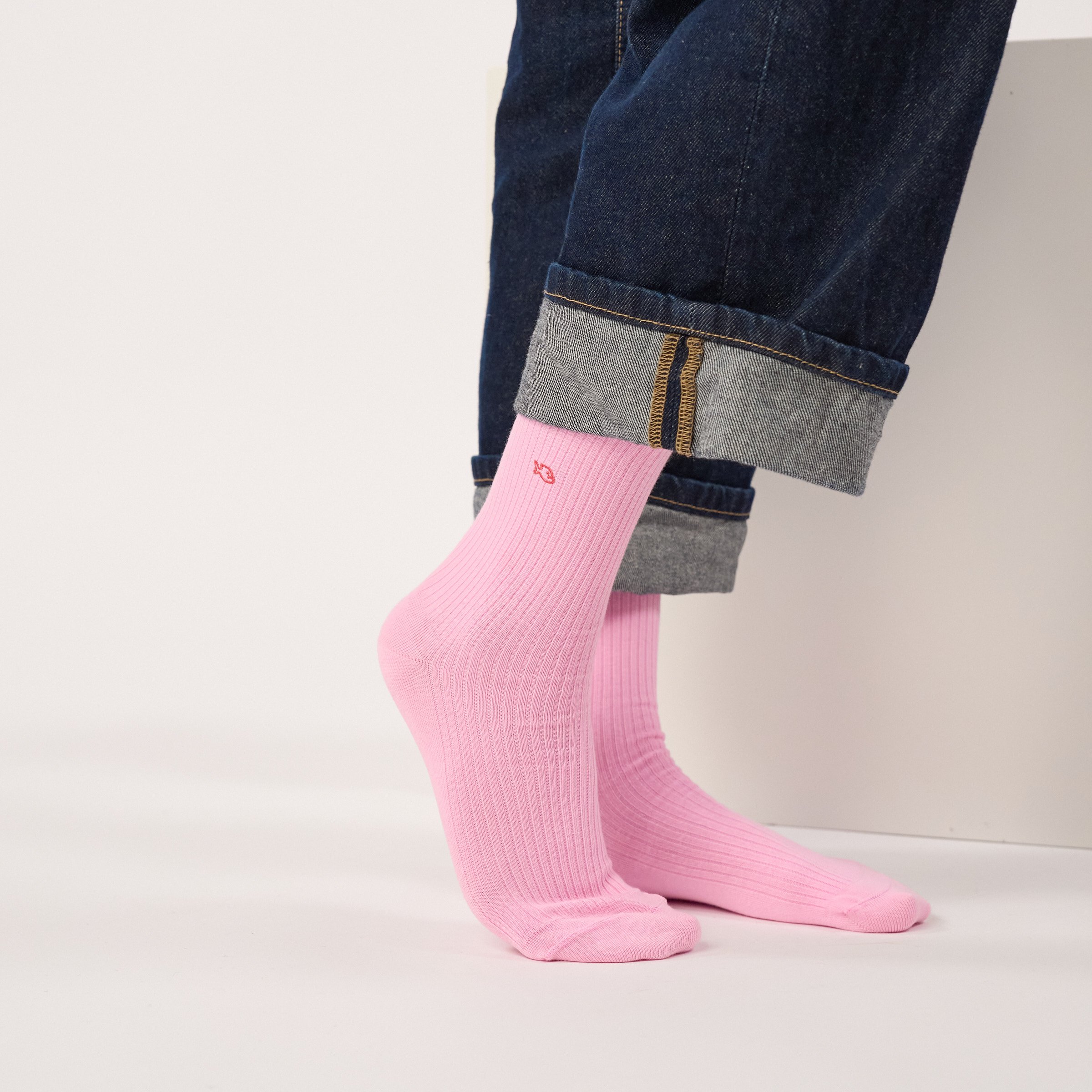 Ribbed Solid Combed Cotton Socks BILLYBELT Pink