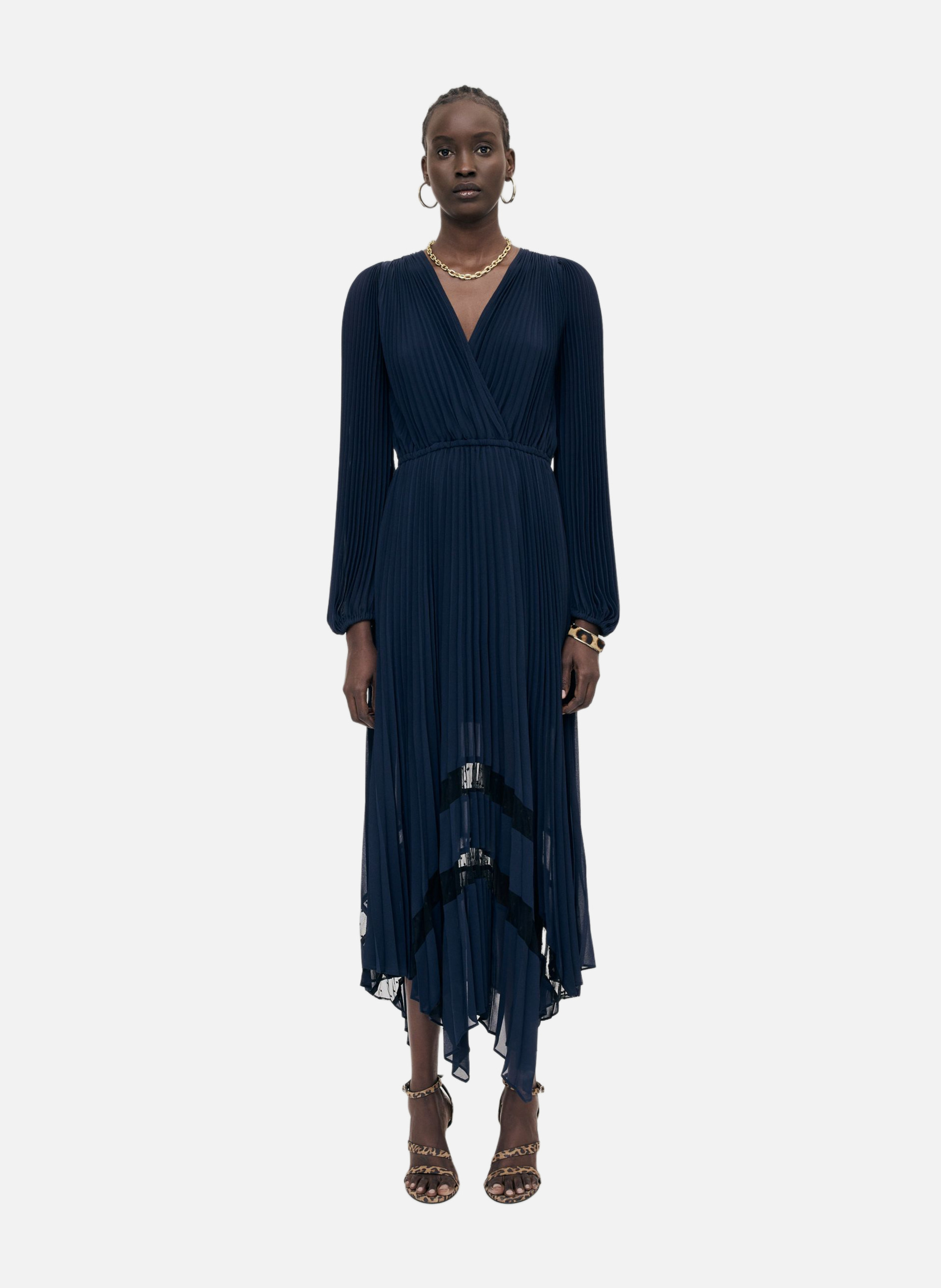 Long fluid dress with lace detail THE KOOPLES Blue