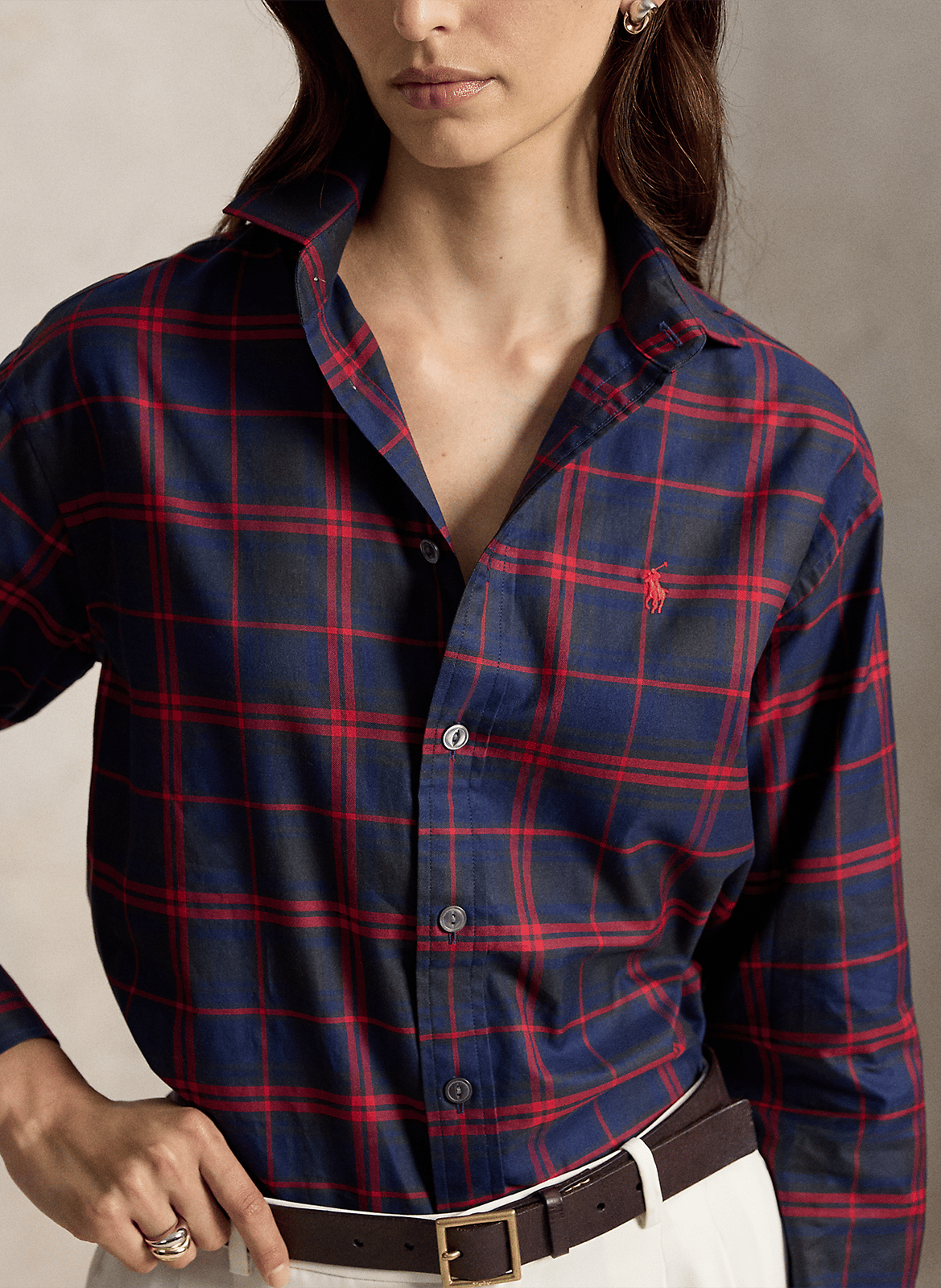 Chemise col classique en coton POLO RALPH LAUREN Rouge