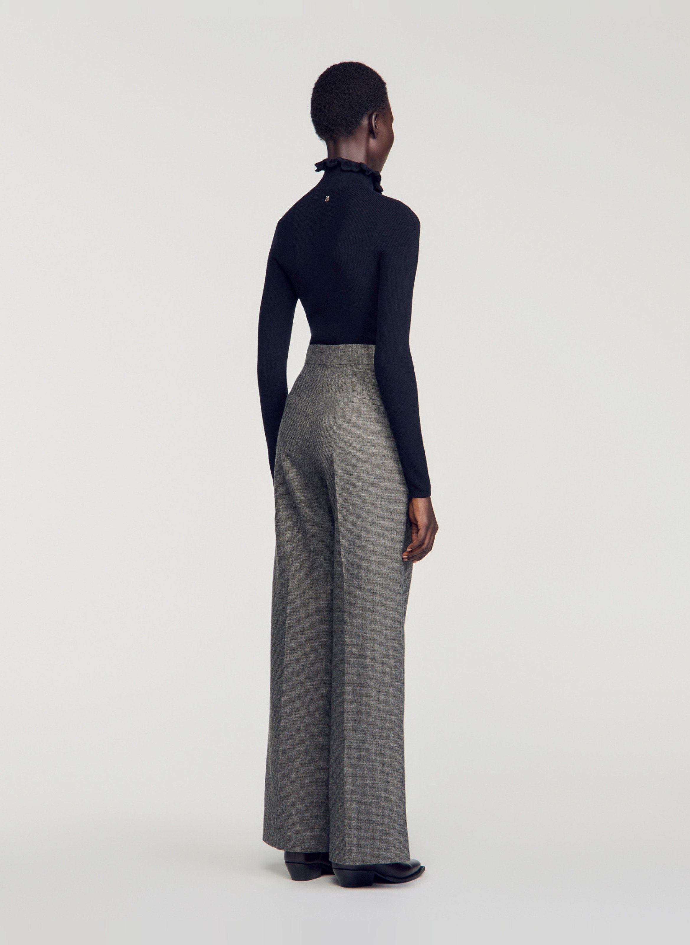 Pantalon large en laine mélangée SANDRO Gris