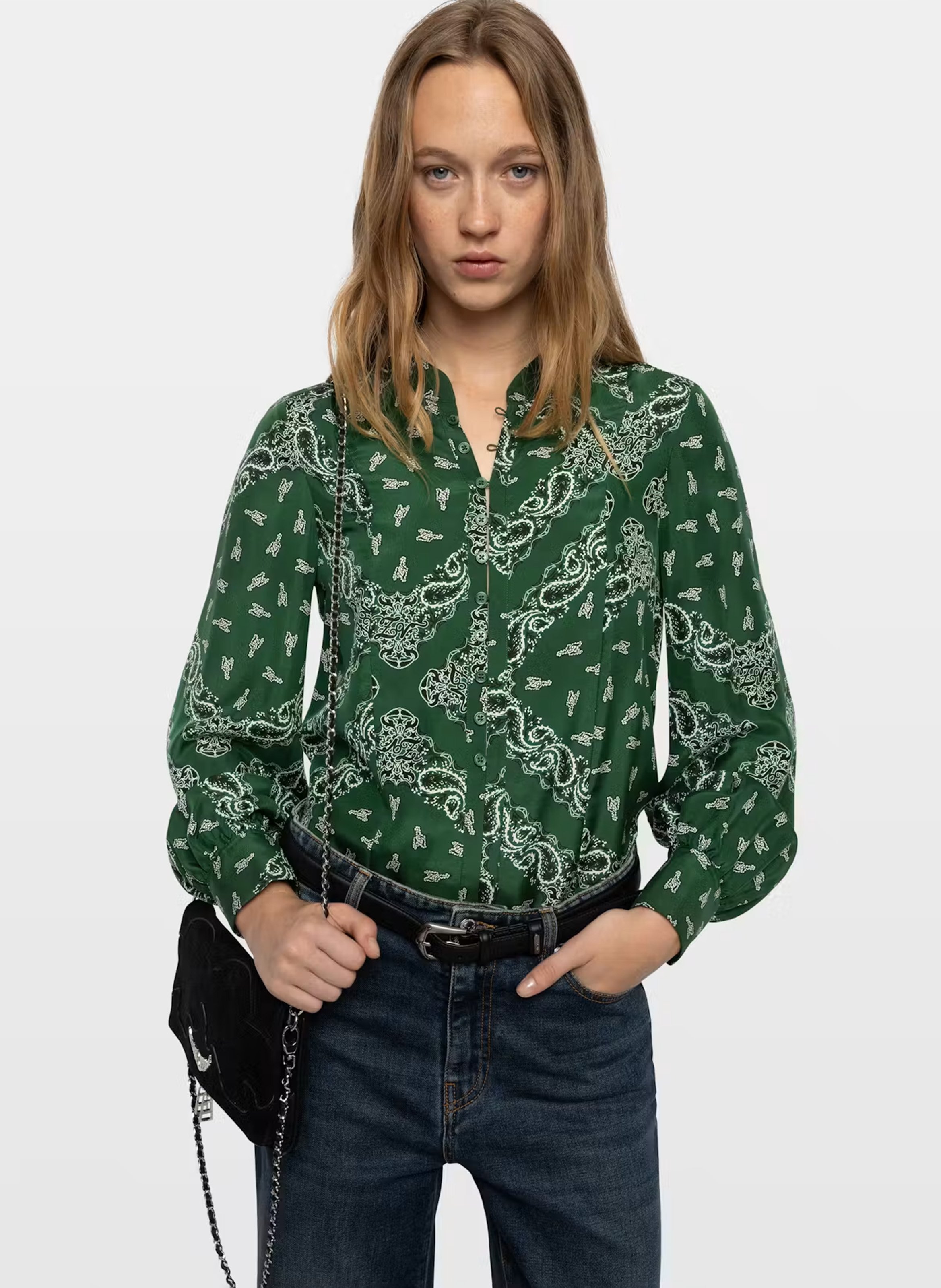 Chemise fluide imprimée en soie ZADIG&VOLTAIRE Vert