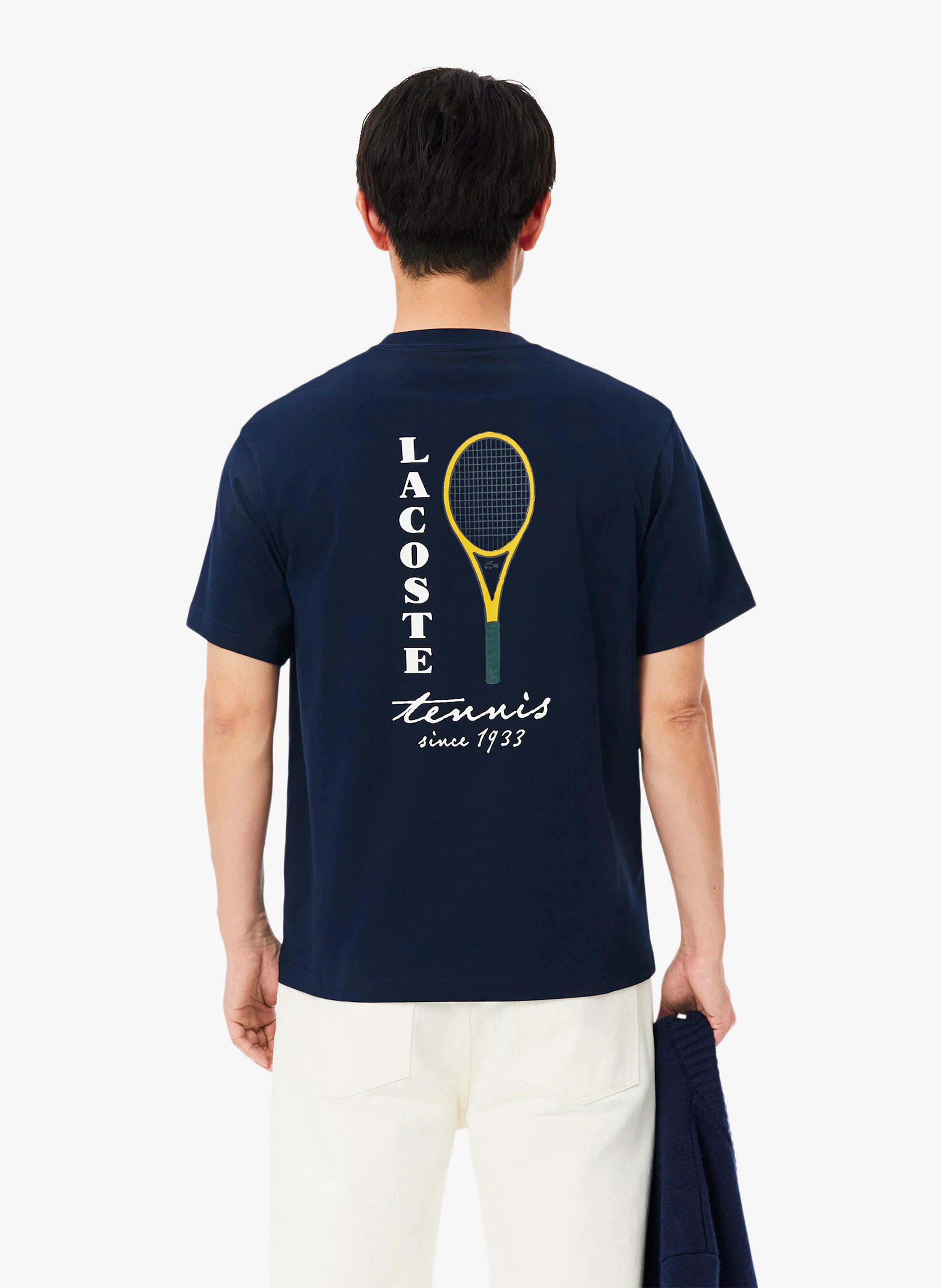 Bedrucktes Baumwoll-T-Shirt LACOSTE Blau