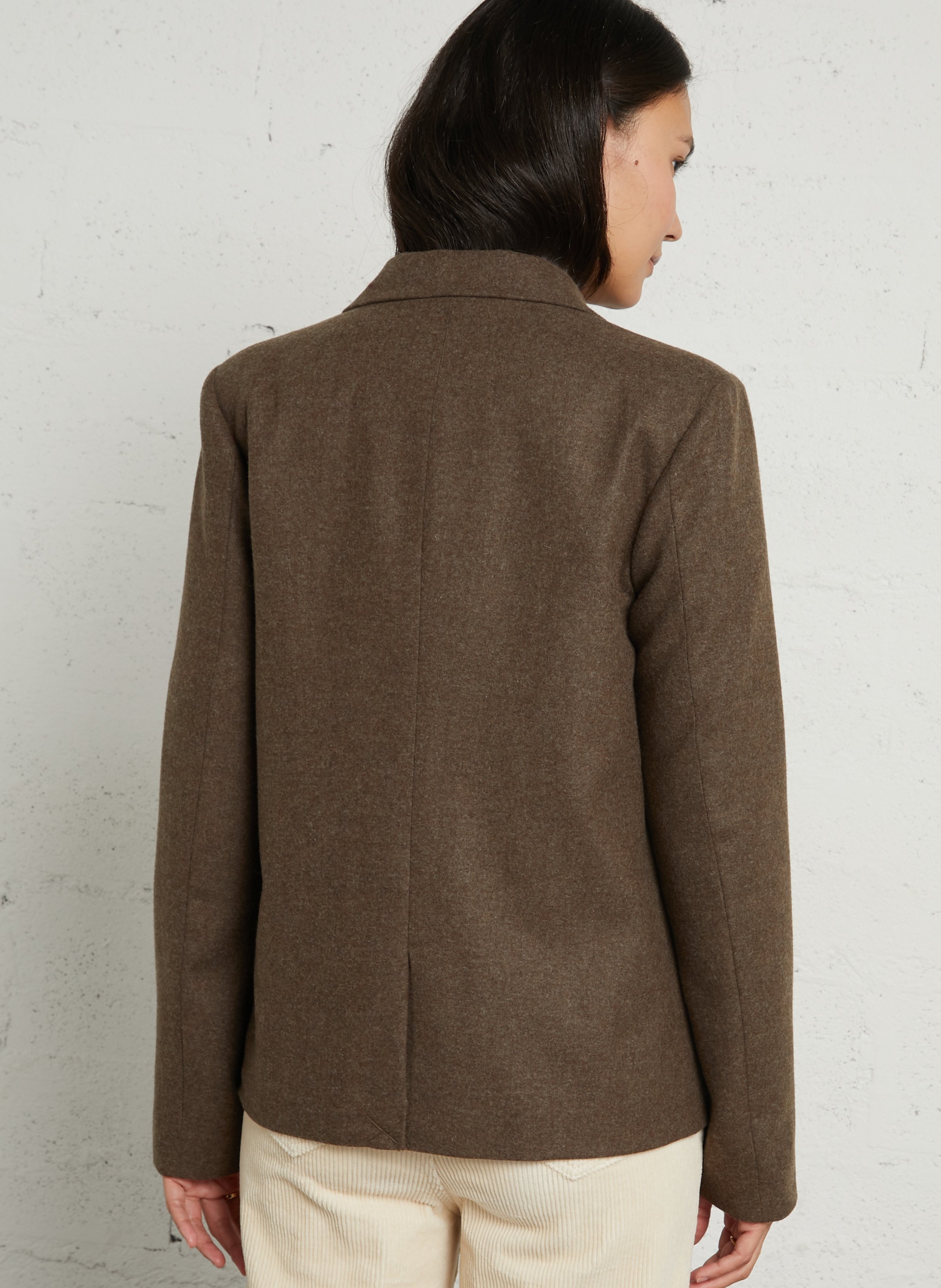 Gerade geschnittener Wollmix-Blazer LEON & HARPER Braun
