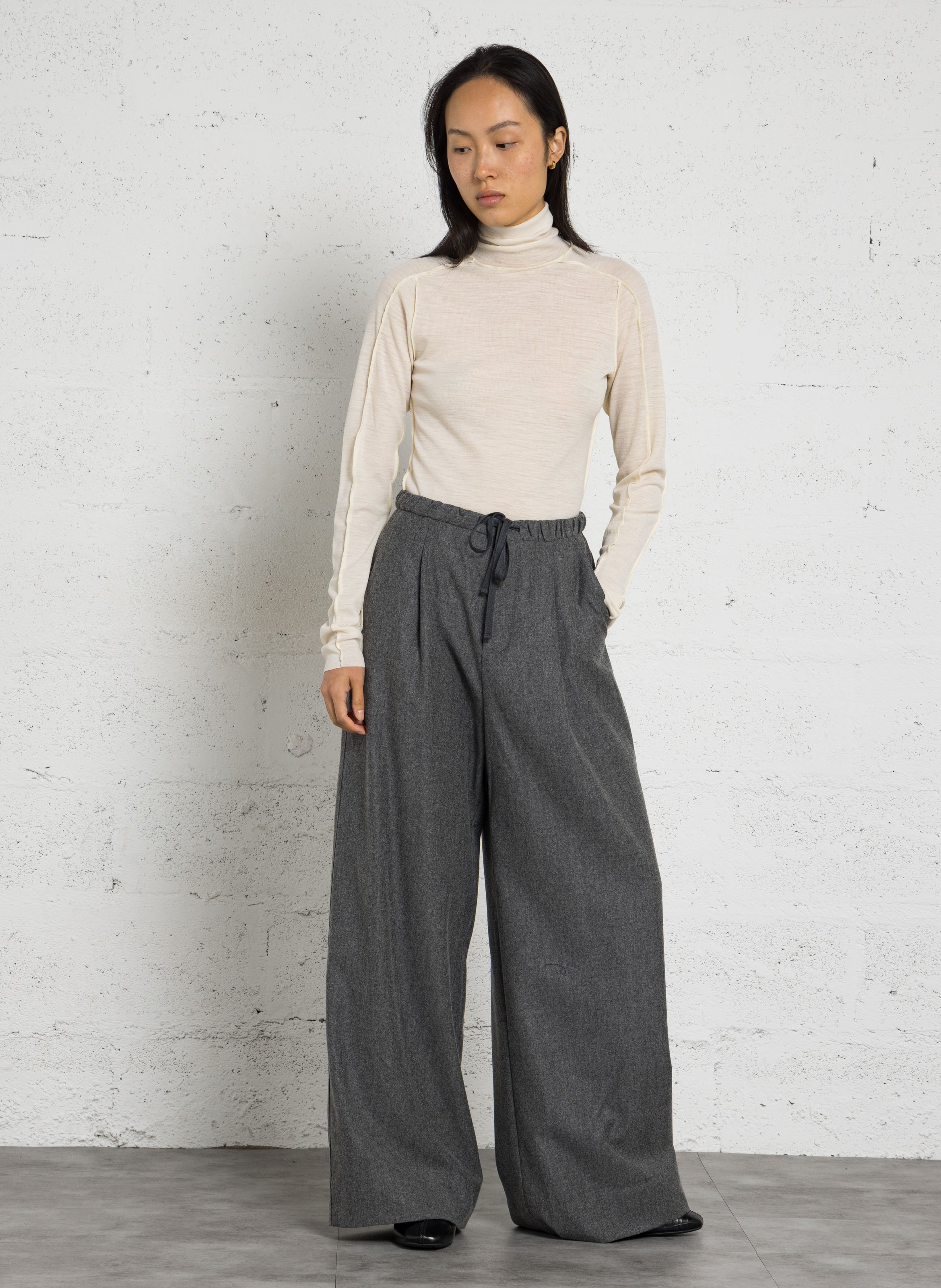 Pantalon ample en laine mélangée SOEUR Gris