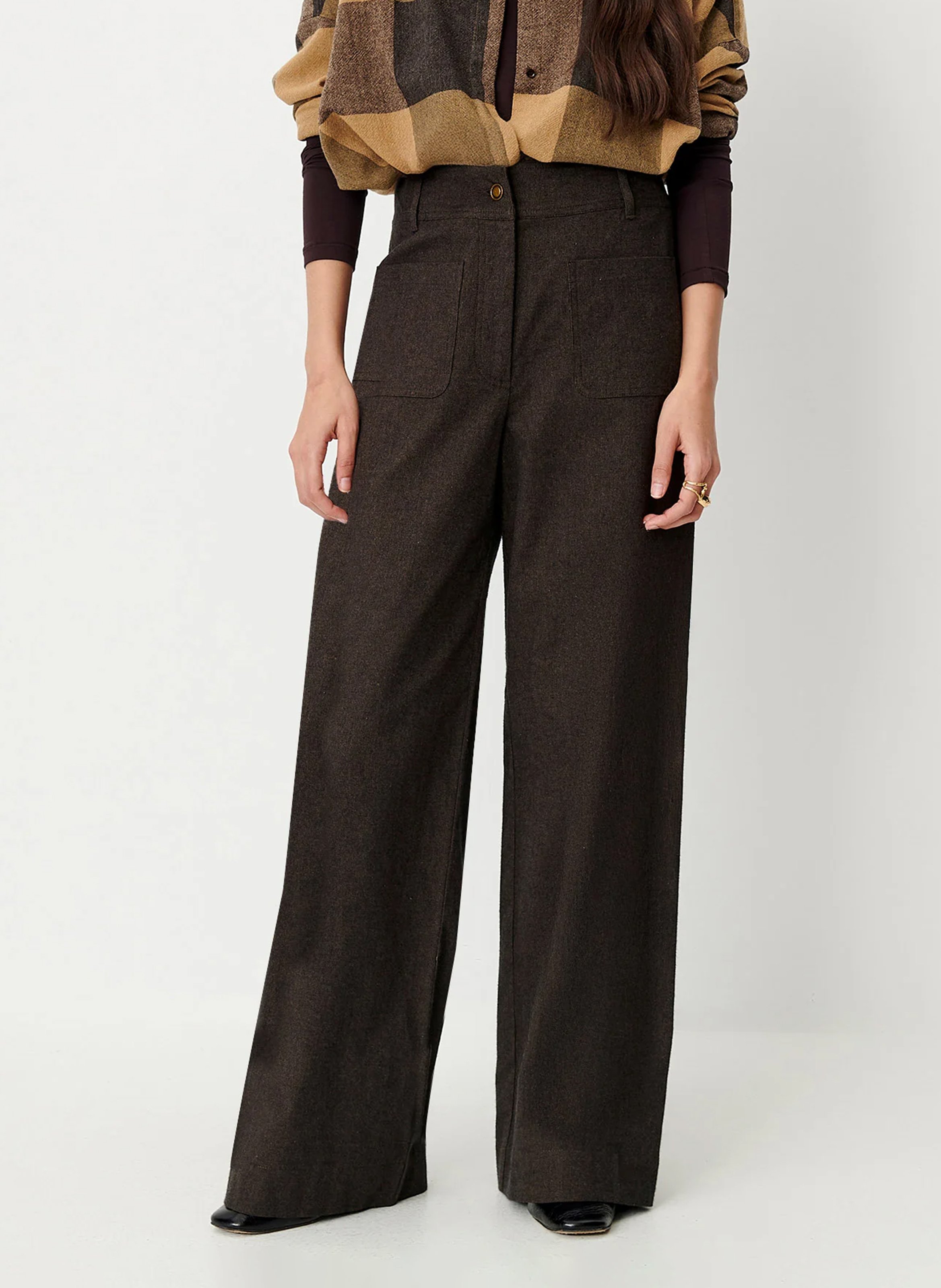 Hohe Taille weite Hose in Uni-Farbe SESSUN Blau
