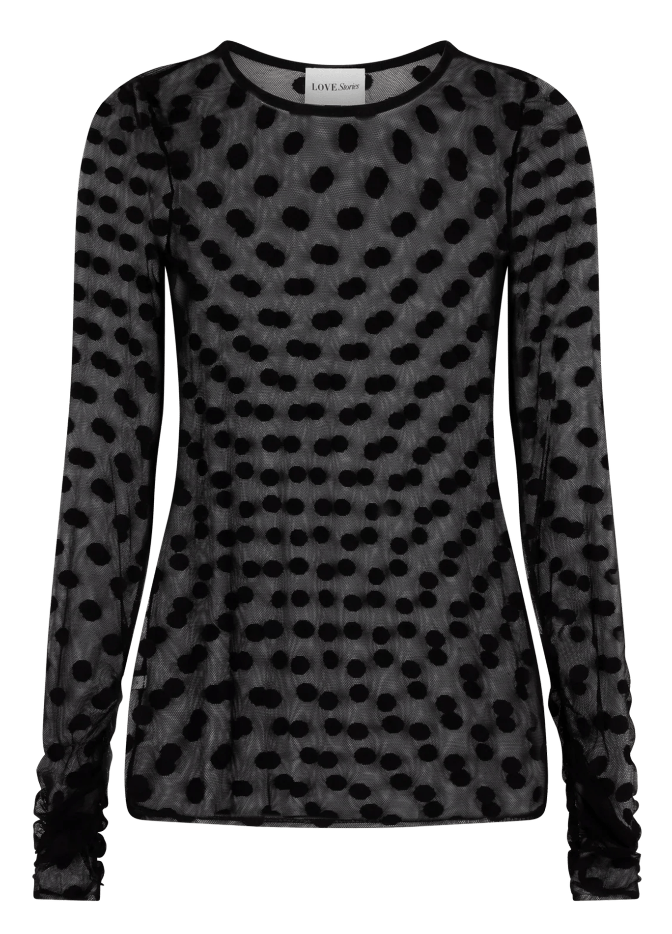 Transparentes, figurbetontes Top mit Polka-Dot-Muster LOVE STORIES Schwarz