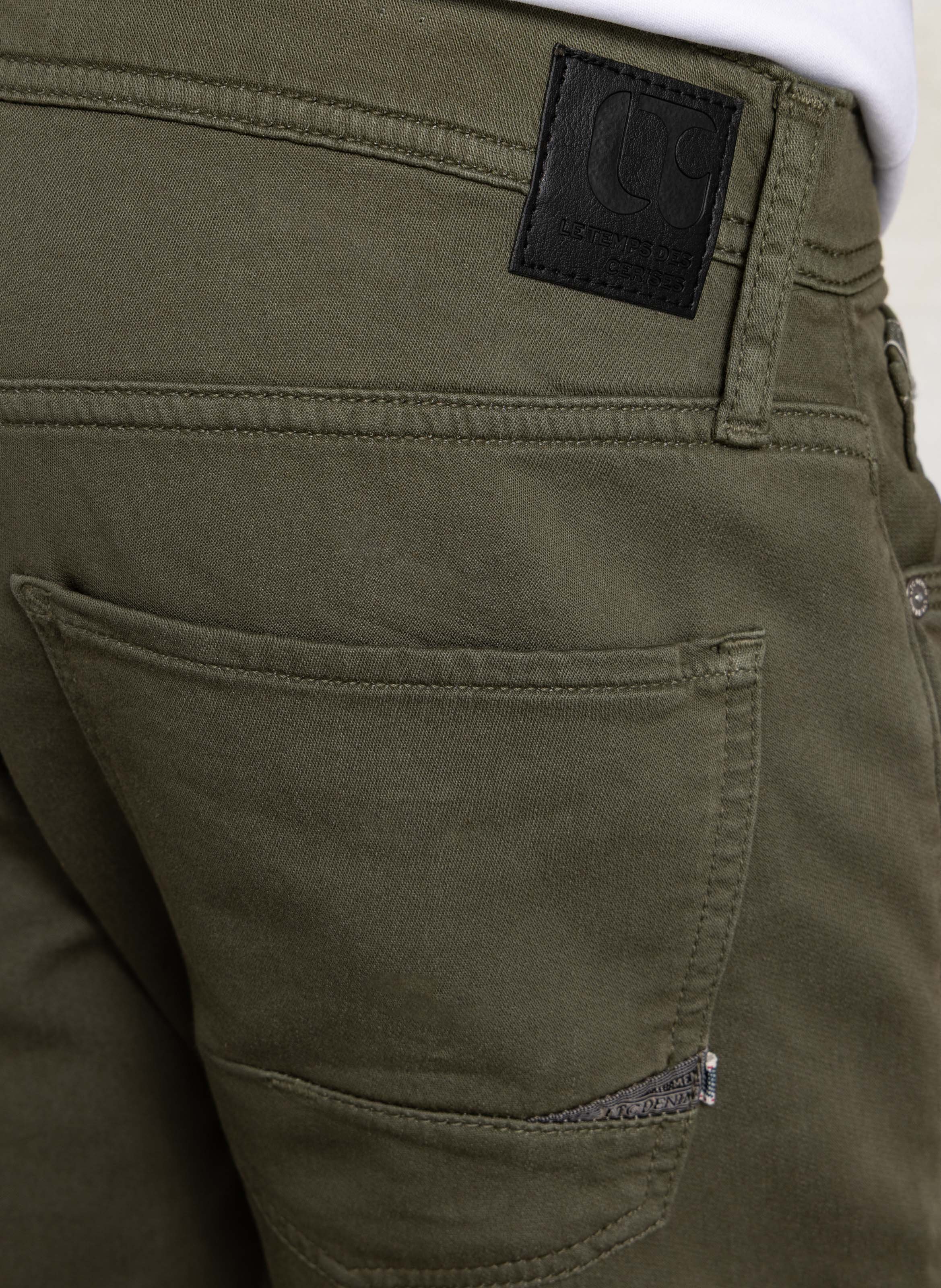 Pantalon slim en coton mélangé LE TEMPS DES CERISES Vert