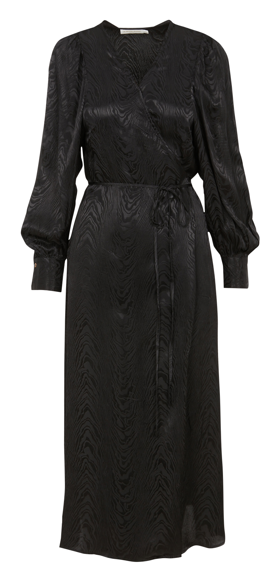 Lange wikkeljurk met satijnglans LA PETITE ETOILE Zwart