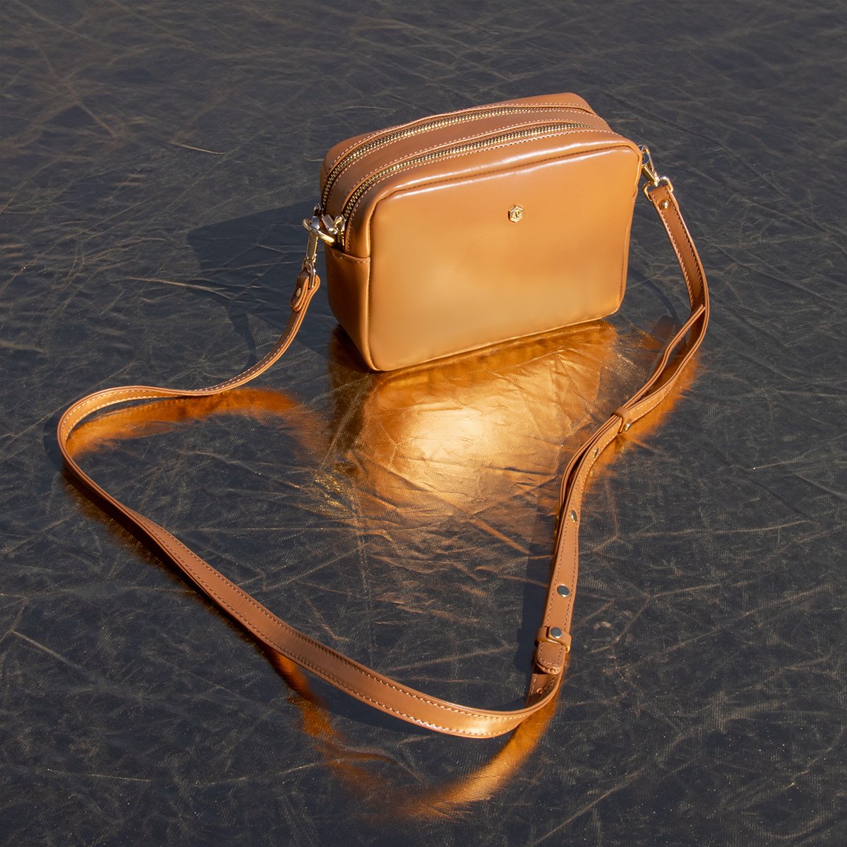 Sac en cuir lisse JULES & JENN Marron