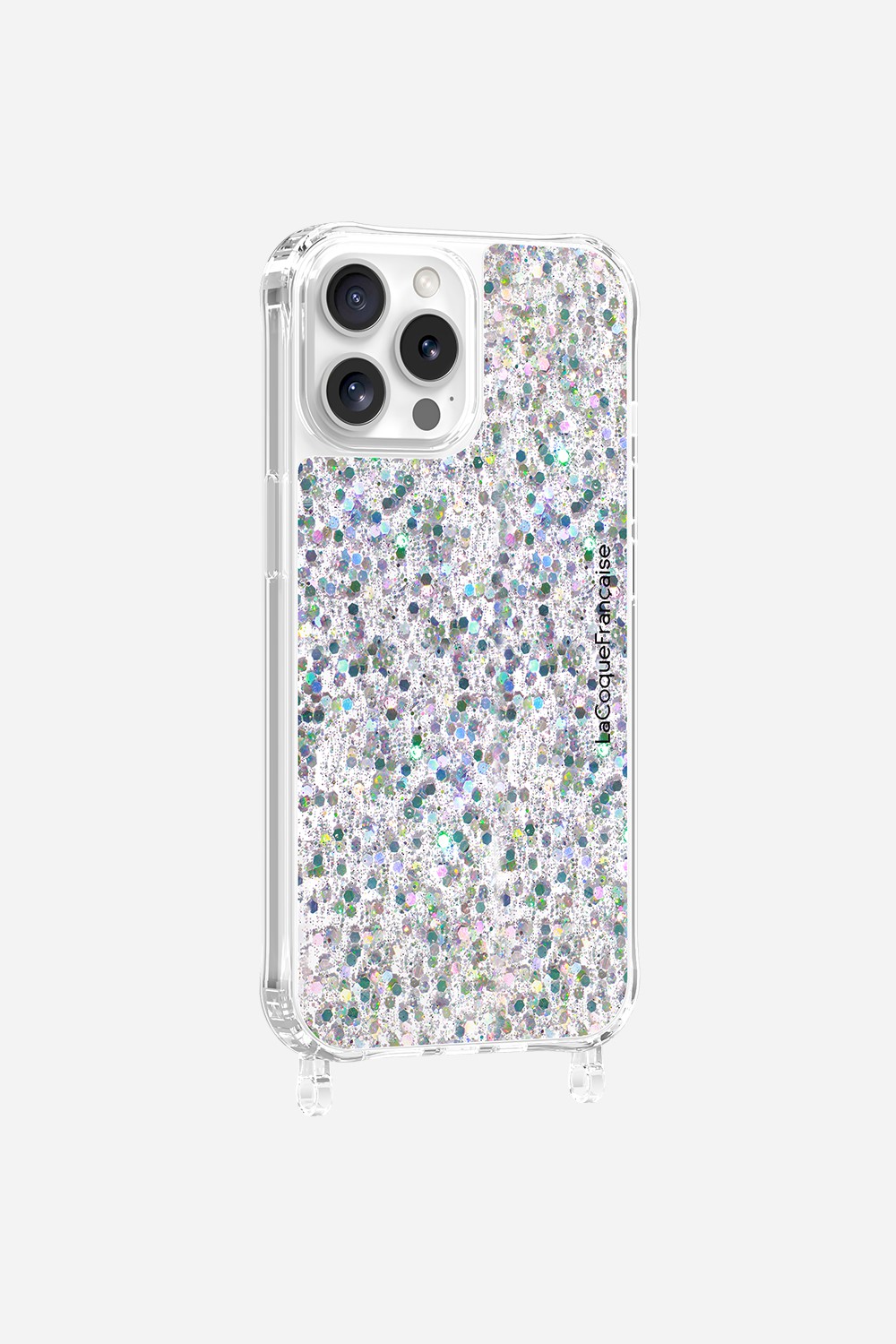 Glitter phone case with rings for iPhone 13 Pro Max LA COQUE FRANCAISE Silver