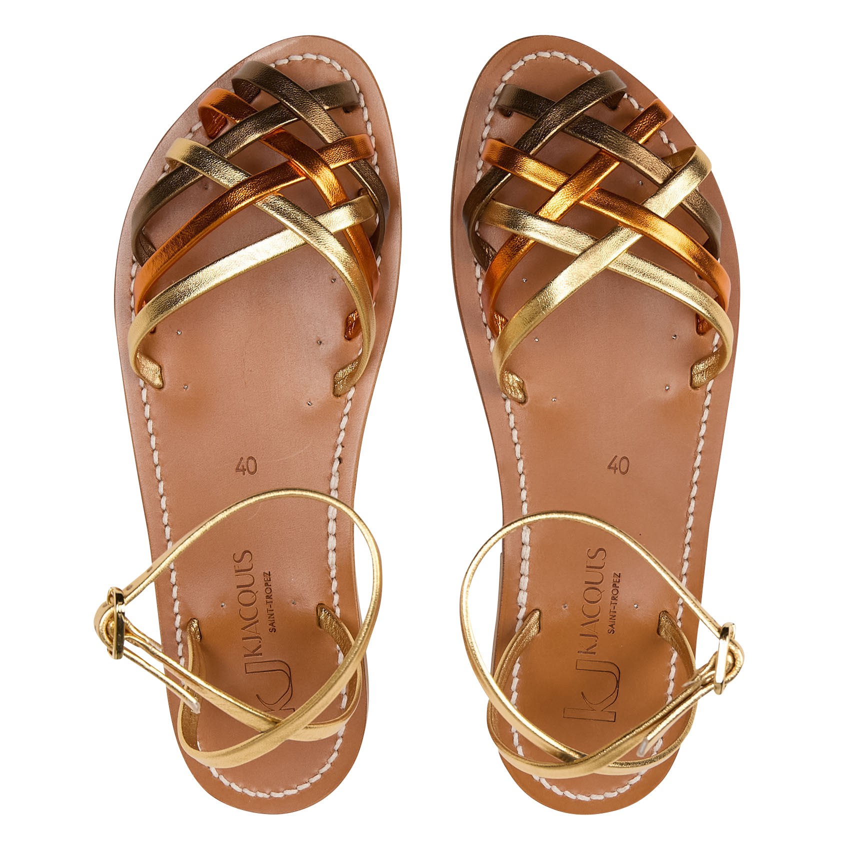 Aouda flat leather sandals K JACQUES Multicolored