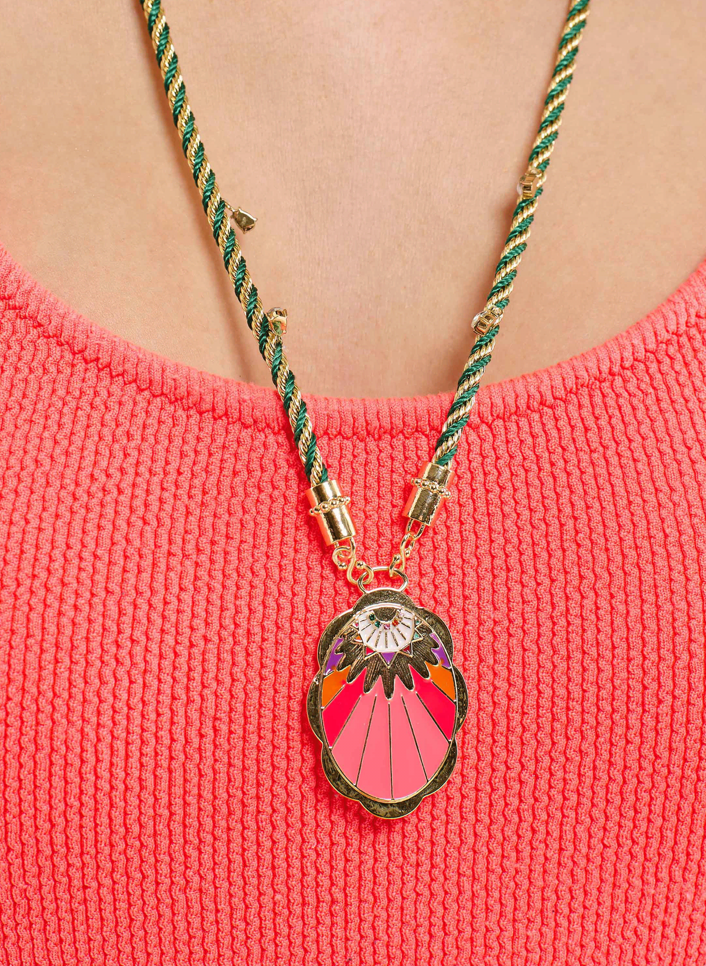 Long cord necklace with central charm HIPANEMA Multicolored