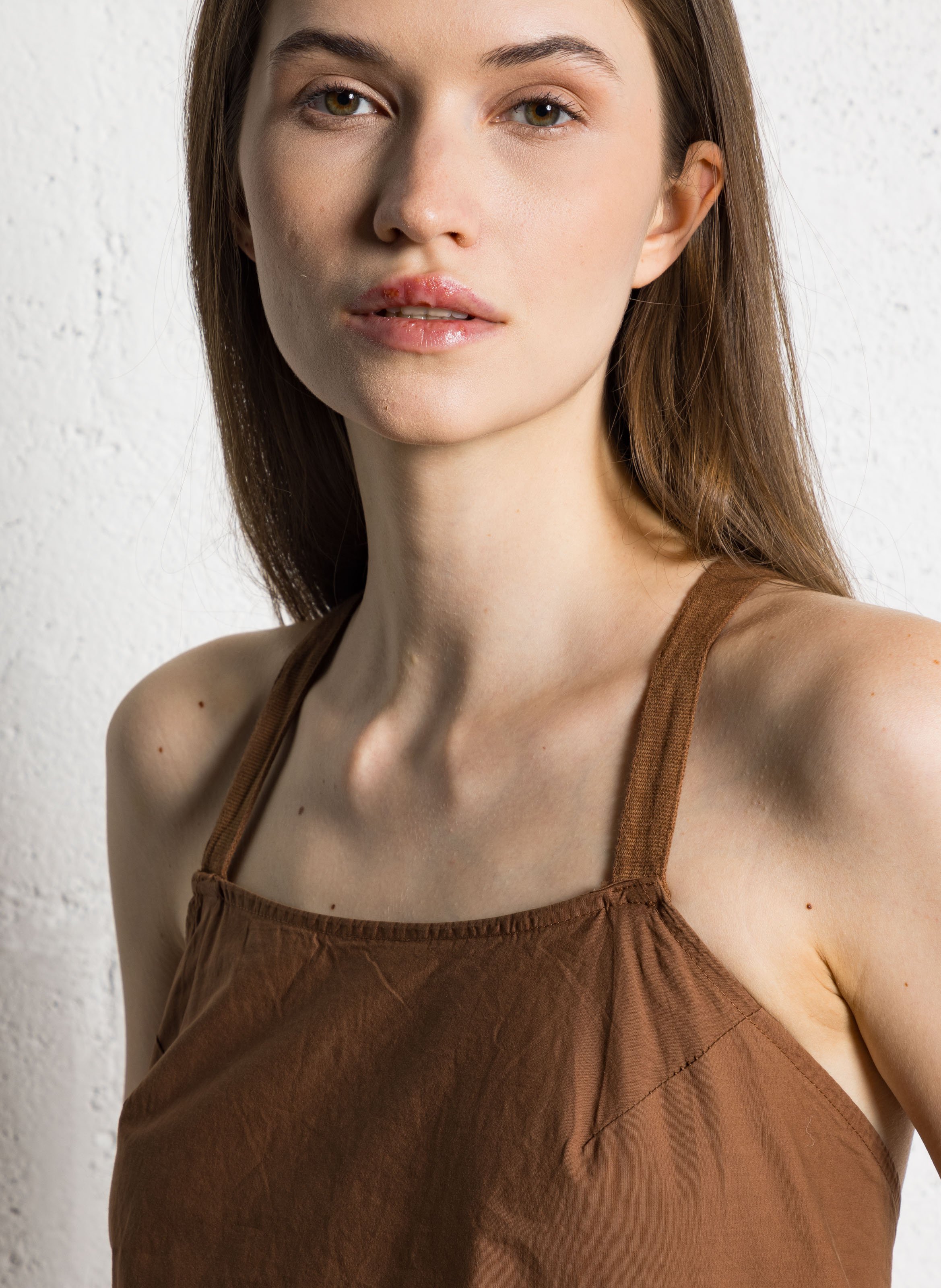 Robe col carré en coton TINSELS Beige