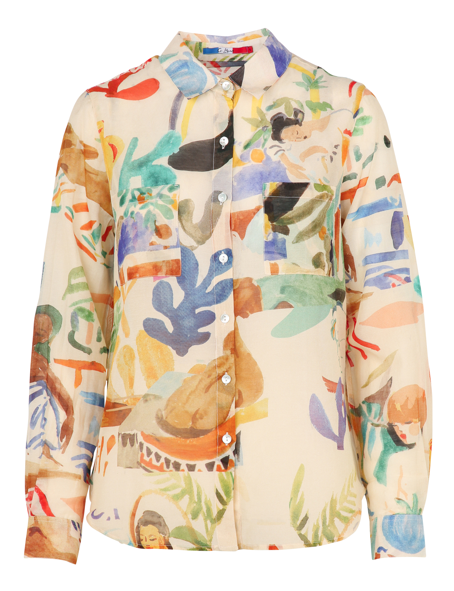 Classic collar shirt in cotton and silk G.KERO Multicolored