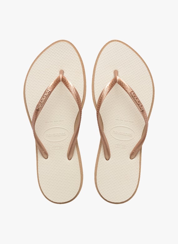 Tongs slim Slim point Doré Havaianas Femme Place des Tendances