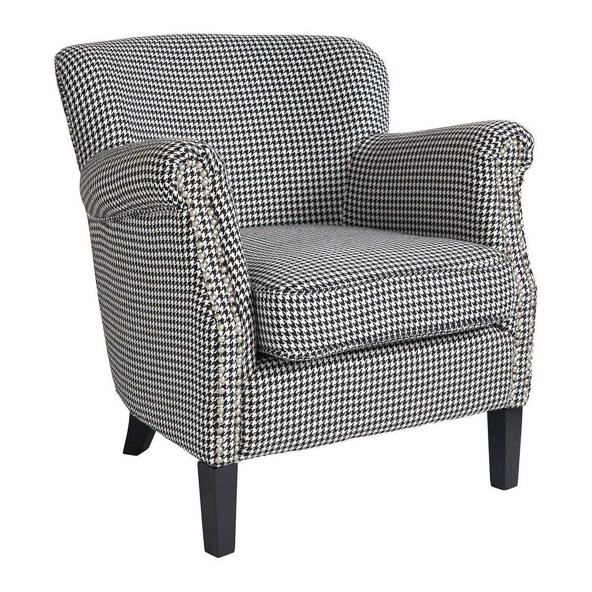 Fauteuil claude pied-de-poule BLANC D'IVOIRE Noir
